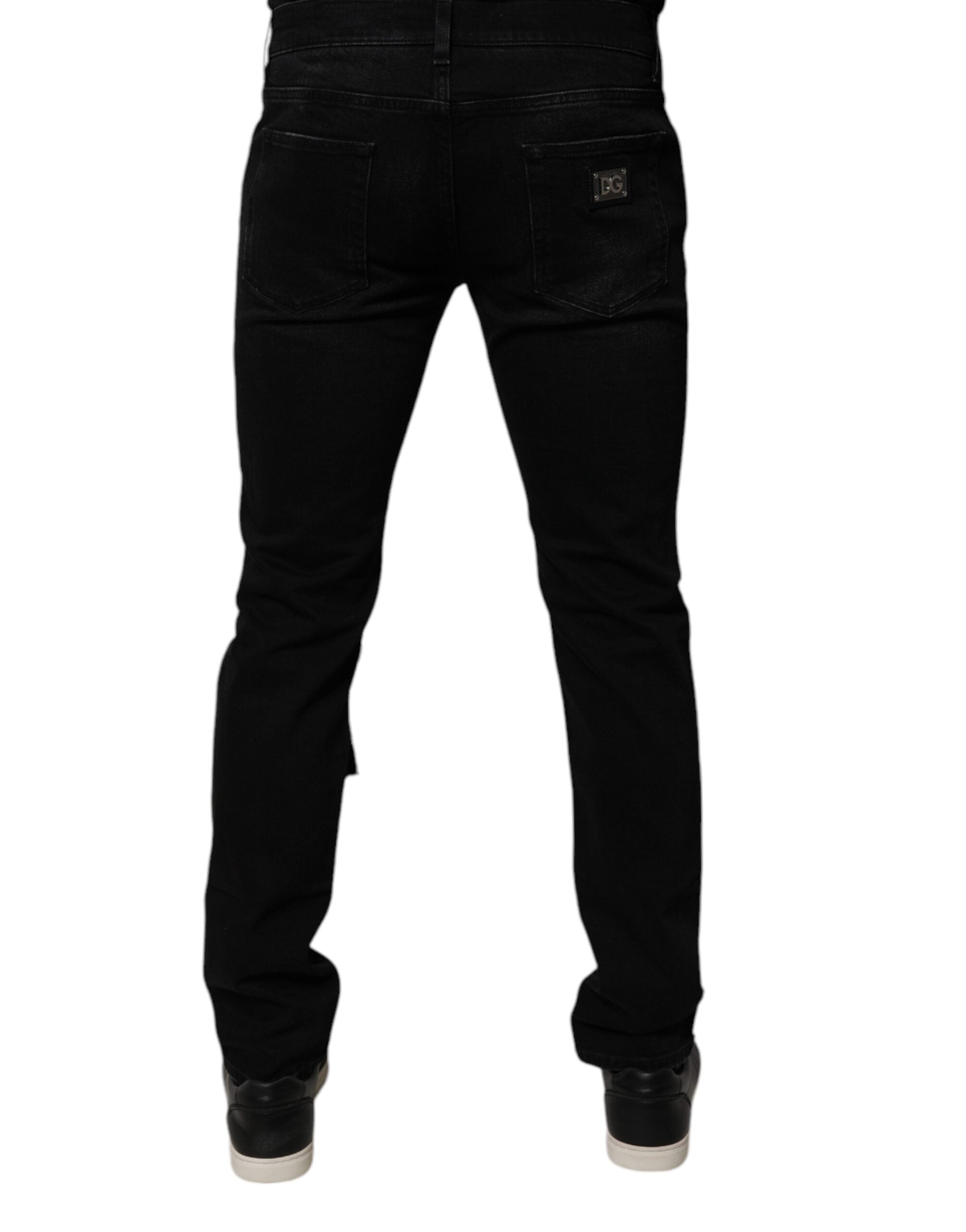 Dolce & Gabbana Black Ripped Cotton Skinny Men Denim Men's Jeans