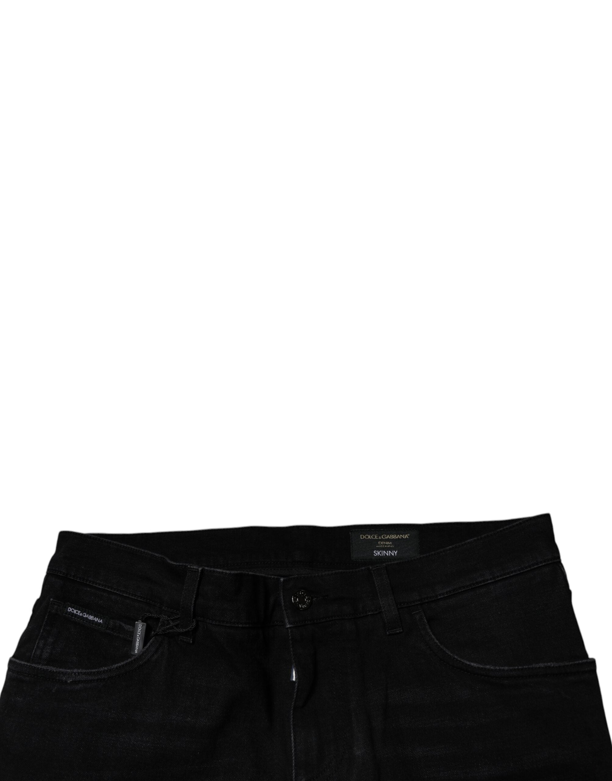 Dolce & Gabbana Black Ripped Cotton Skinny Men Denim Men's Jeans