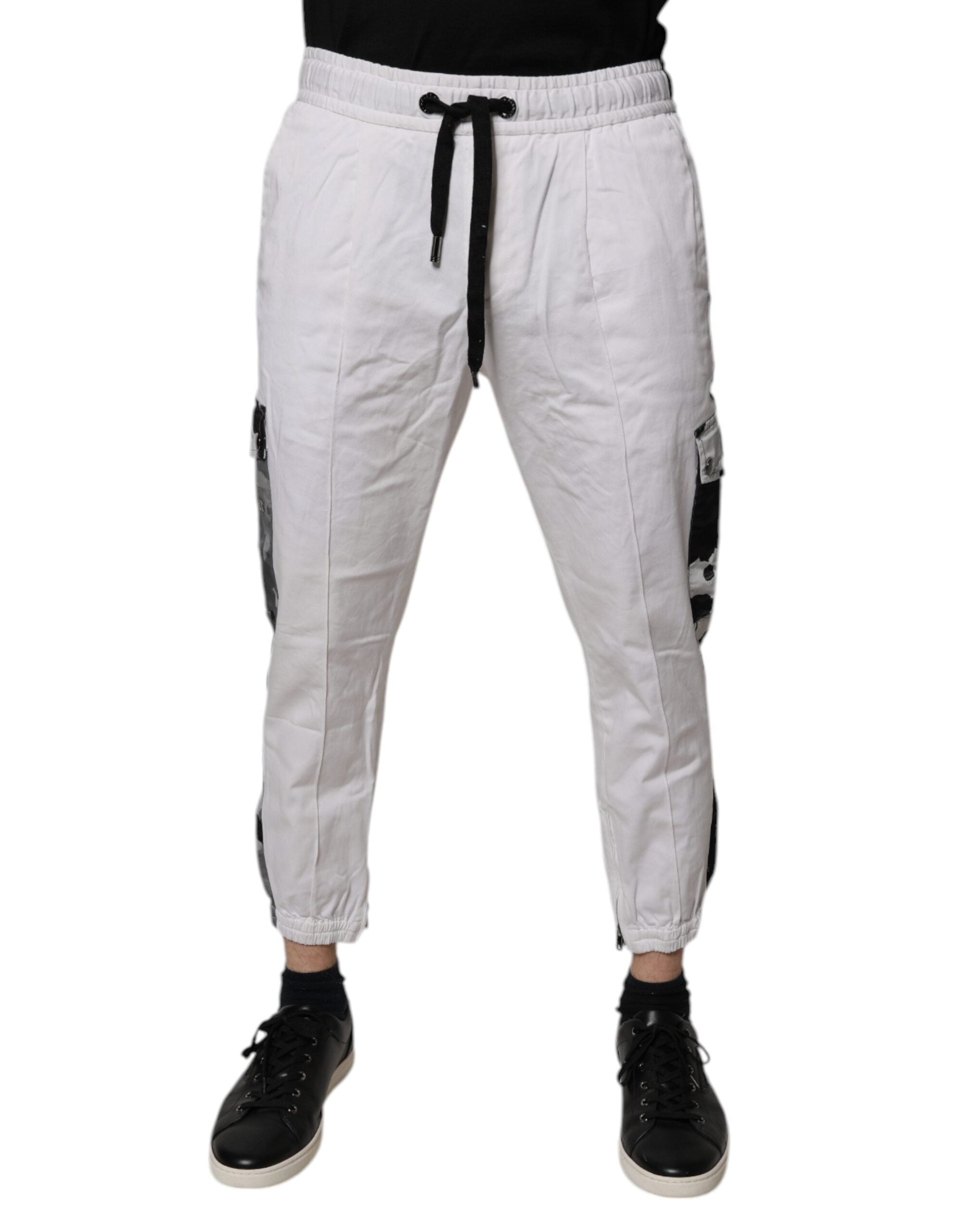 Dolce & Gabbana White Cotton Cargo Jogger SweatMen's Men's Pants (Pre-Owned)