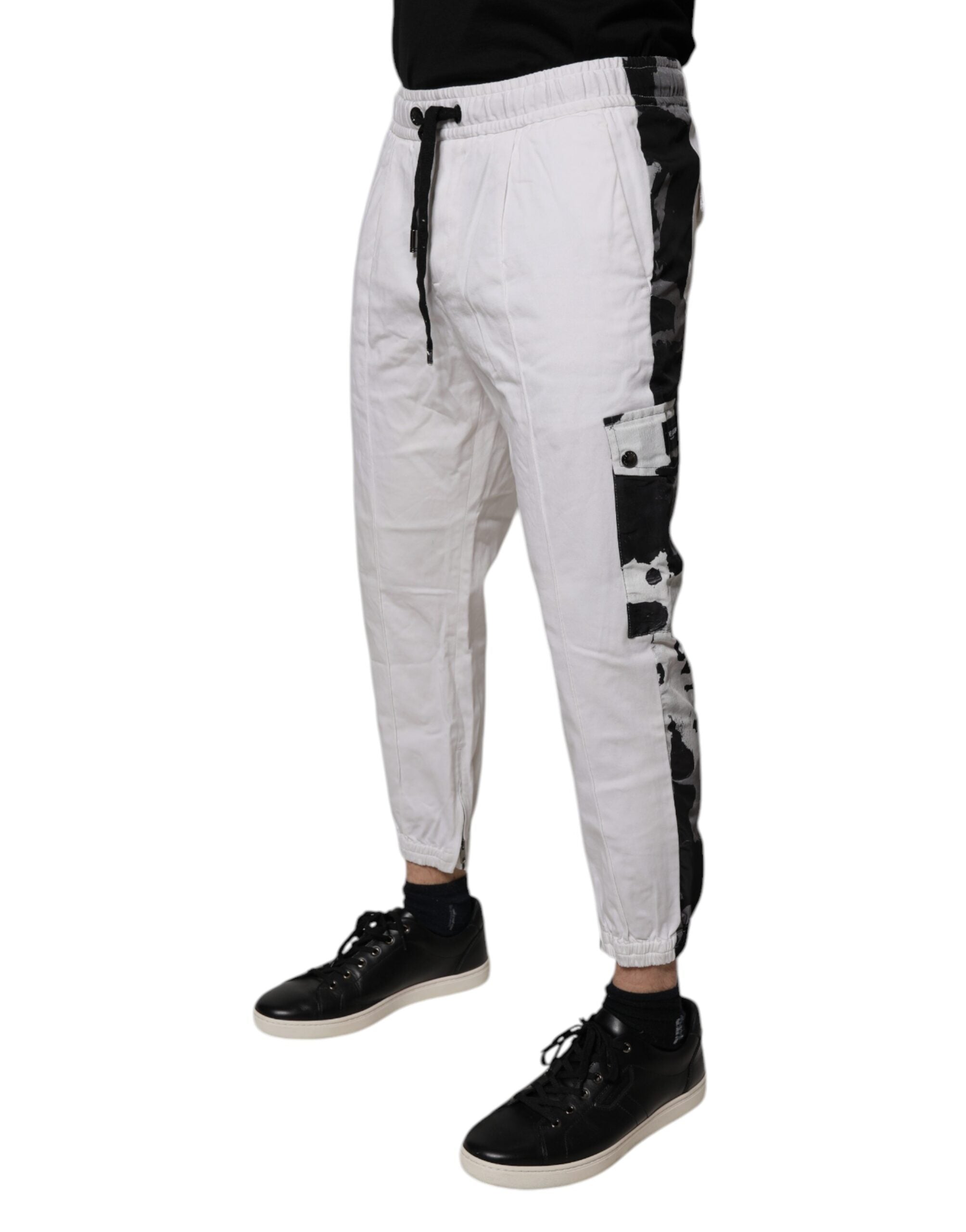 Dolce & Gabbana White Cotton Cargo Jogger SweatMen's Men's Pants (Pre-Owned)