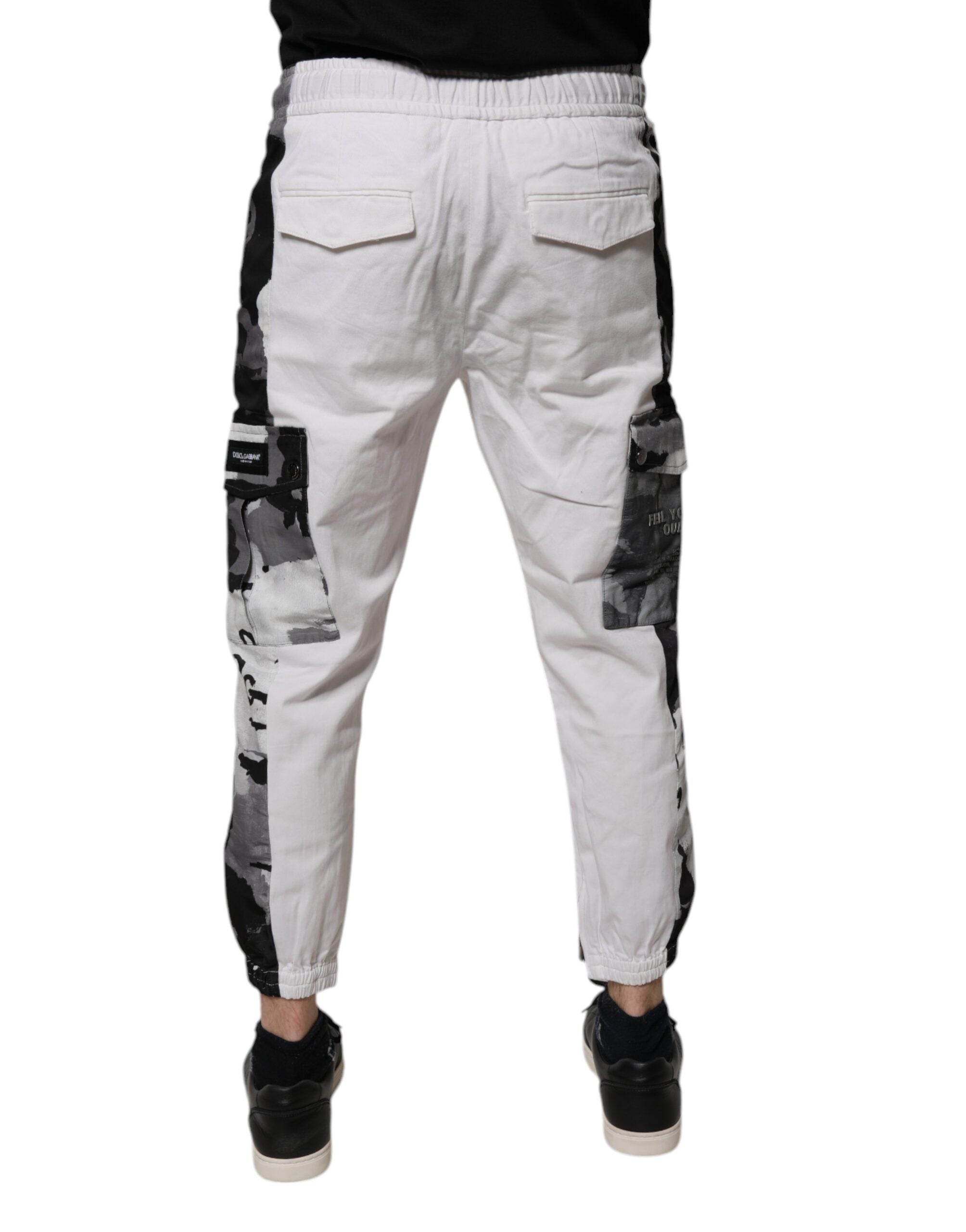 Dolce & Gabbana White Cotton Cargo Jogger SweatMen's Men's Pants (Pre-Owned)