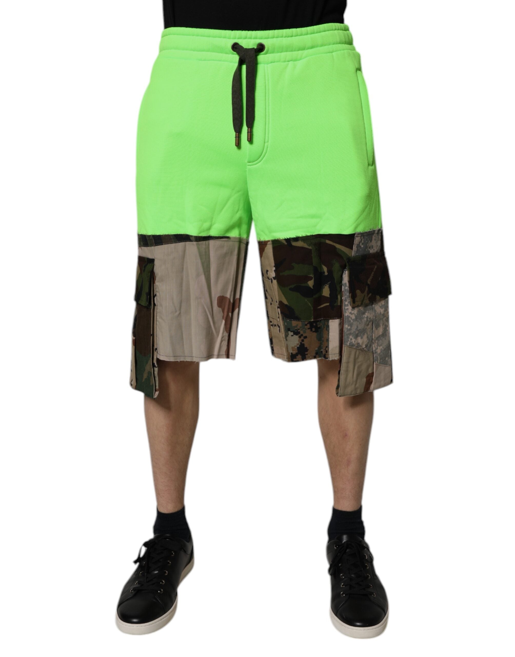 Dolce & Gabbana Green Patchwork Camouflage Men Cargo Men's Shorts (Pre-Owned)