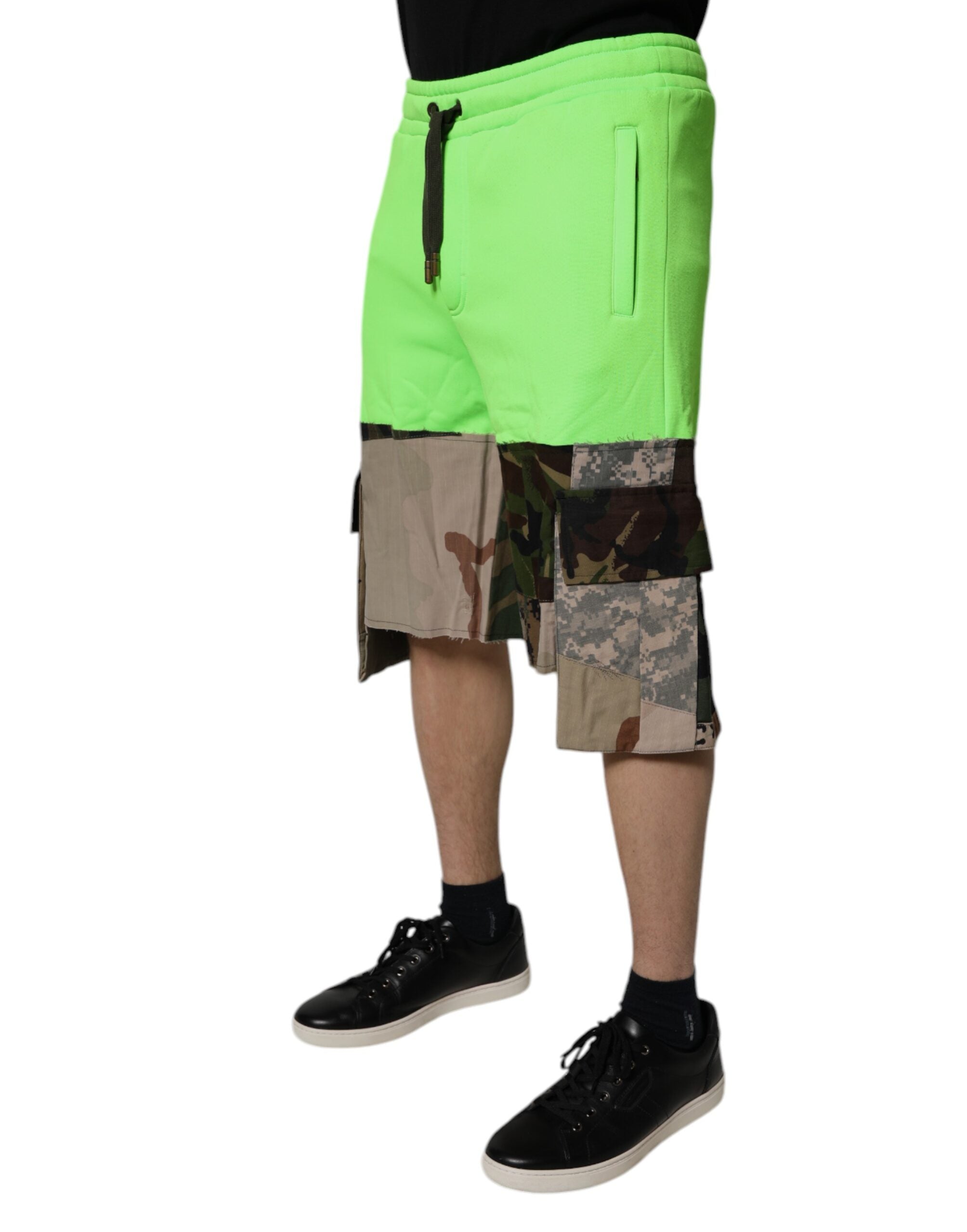 Dolce & Gabbana Green Patchwork Camouflage Men Cargo Men's Shorts (Pre-Owned)