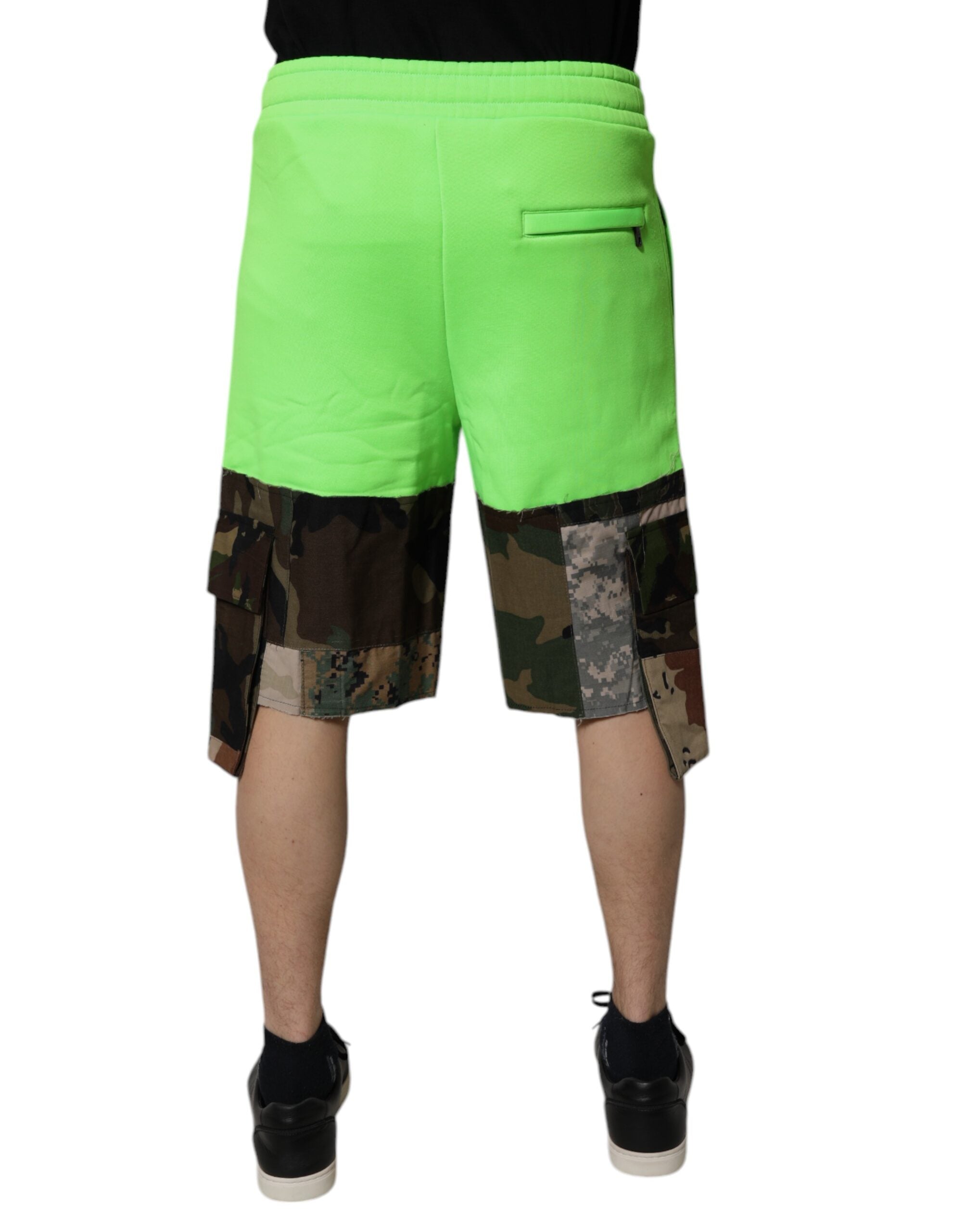 Dolce & Gabbana Green Patchwork Camouflage Men Cargo Men's Shorts (Pre-Owned)