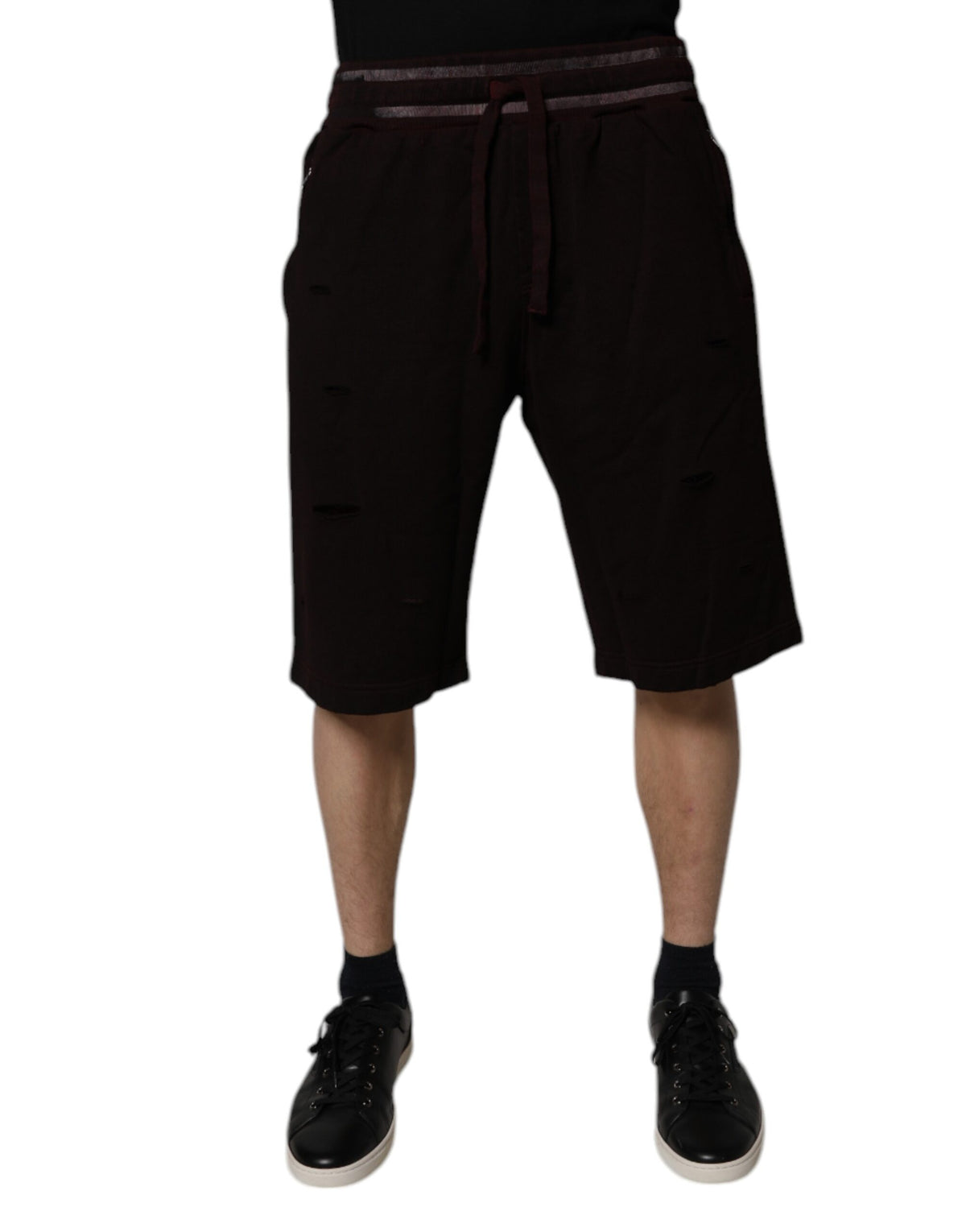 Dolce & Gabbana Maroon Cotton Logo Plaque Men Bermuda Men's Shorts