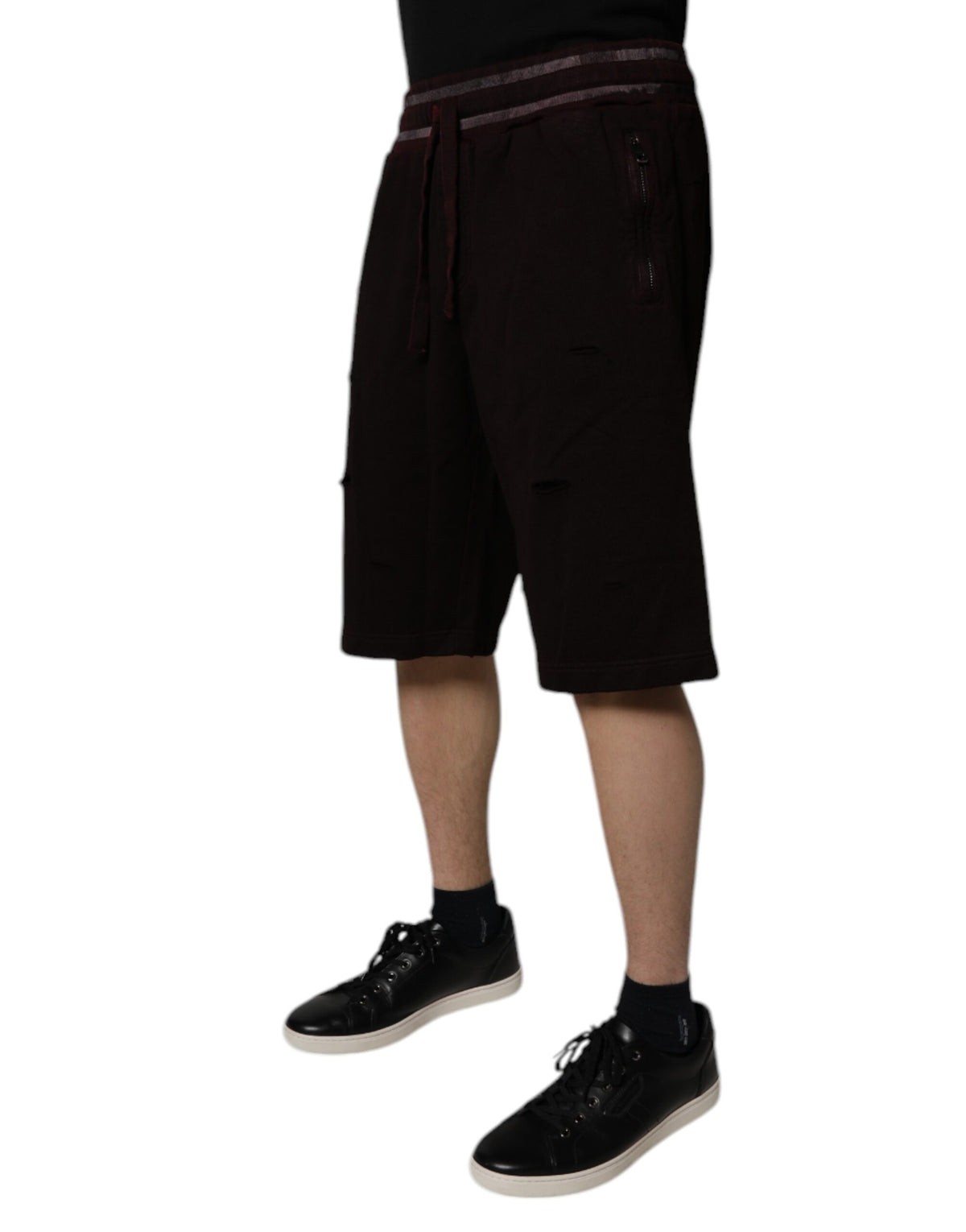 Dolce & Gabbana Maroon Cotton Logo Plaque Men Bermuda Men's Shorts