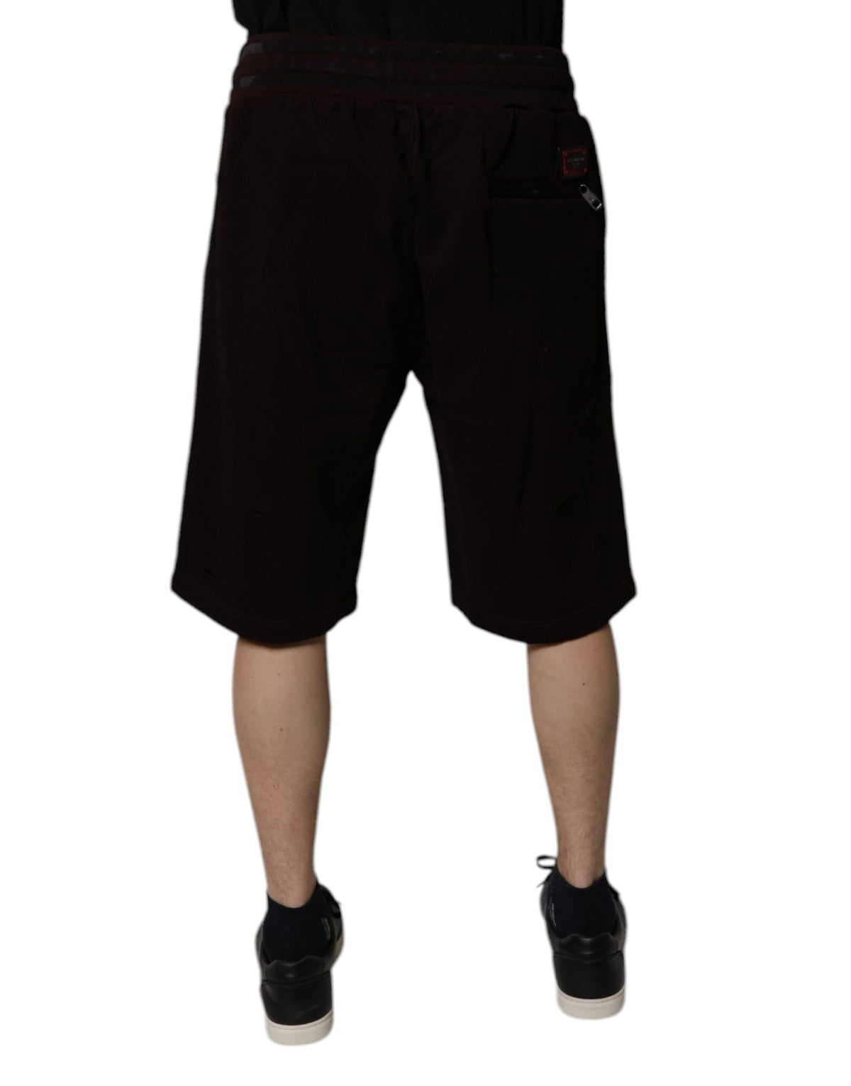 Dolce & Gabbana Maroon Cotton Logo Plaque Men Bermuda Men's Shorts