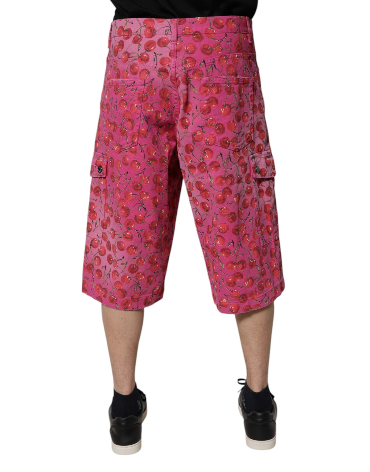 Dolce & Gabbana Pink Cherry Print Cargo Cotton Men's Shorts (Pre-Owned)