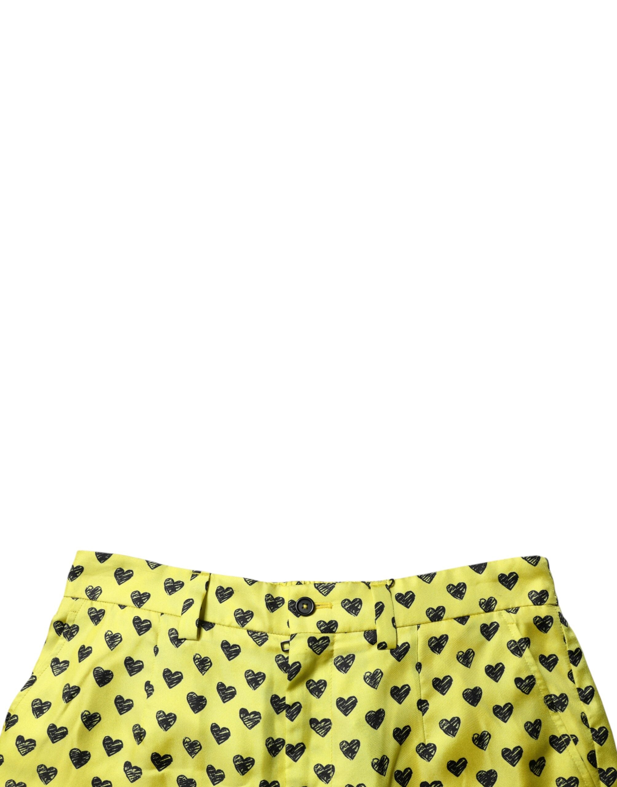 Dolce & Gabbana Green Silk Heart Print Bermuda Men's Shorts (Pre-Owned)