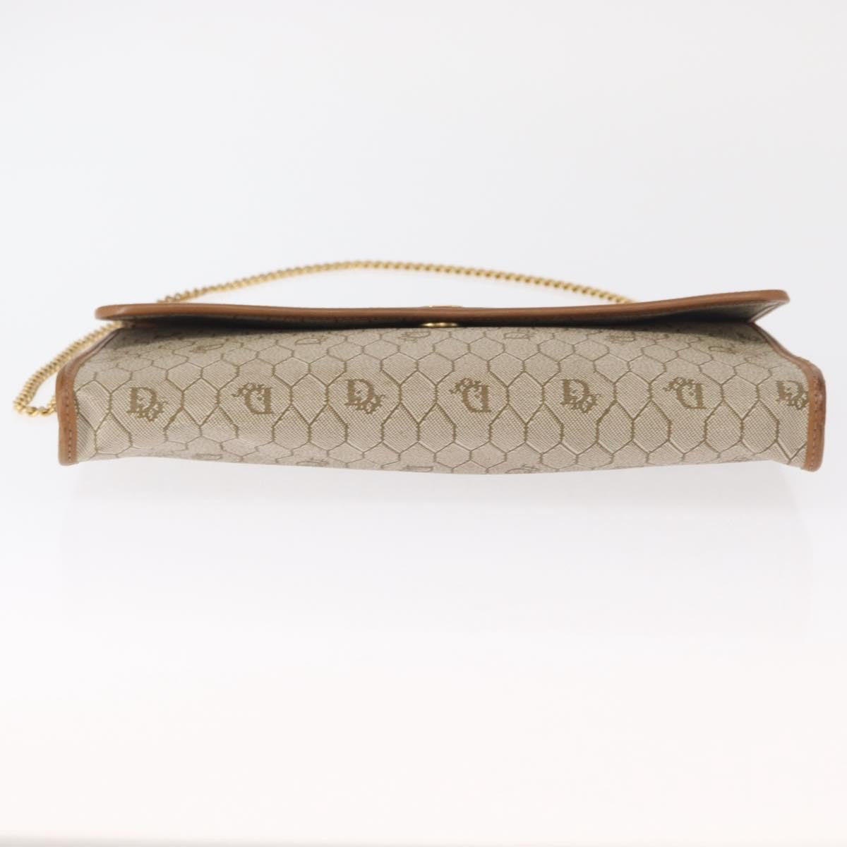Christian Dior Vintage Honeycomb Chain Canvas Beige Canvas Shoulder Bag Bag (Pre-Owned)
