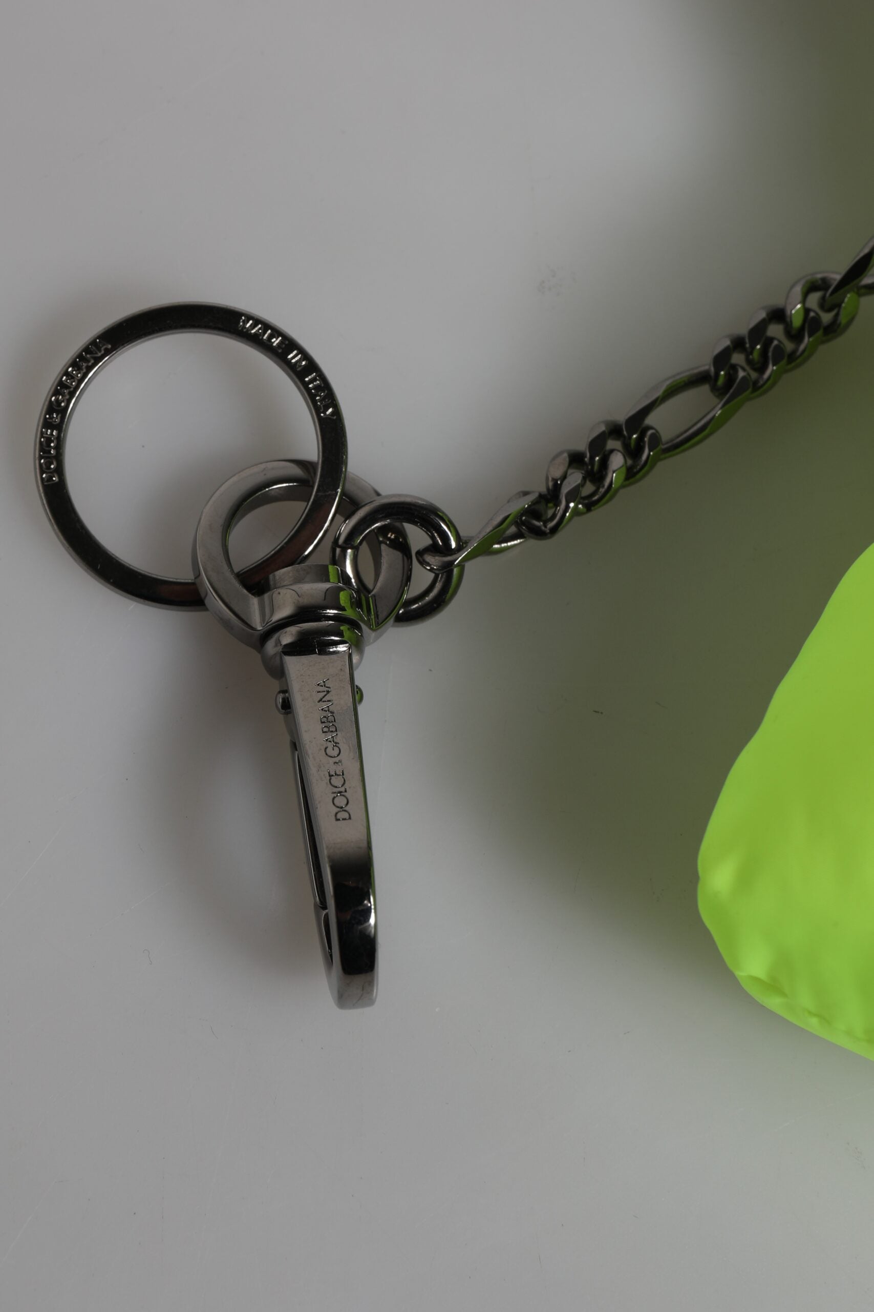 Dolce & Gabbana Green Bear Embroidered Logo Keychain Clasp Men's Keyring