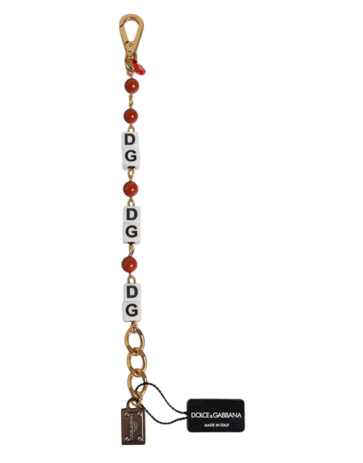 Dolce & Gabbana Multicolor Gold Tone Brass Chain DG Logo Dice Men's Bracelet