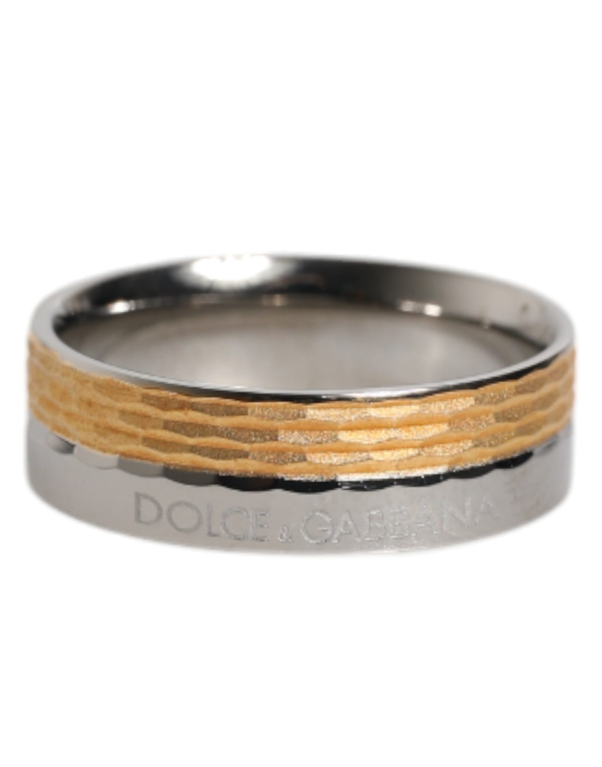 Dolce & Gabbana Gold Silver Tone Real Brass DG Logo Men's Ring