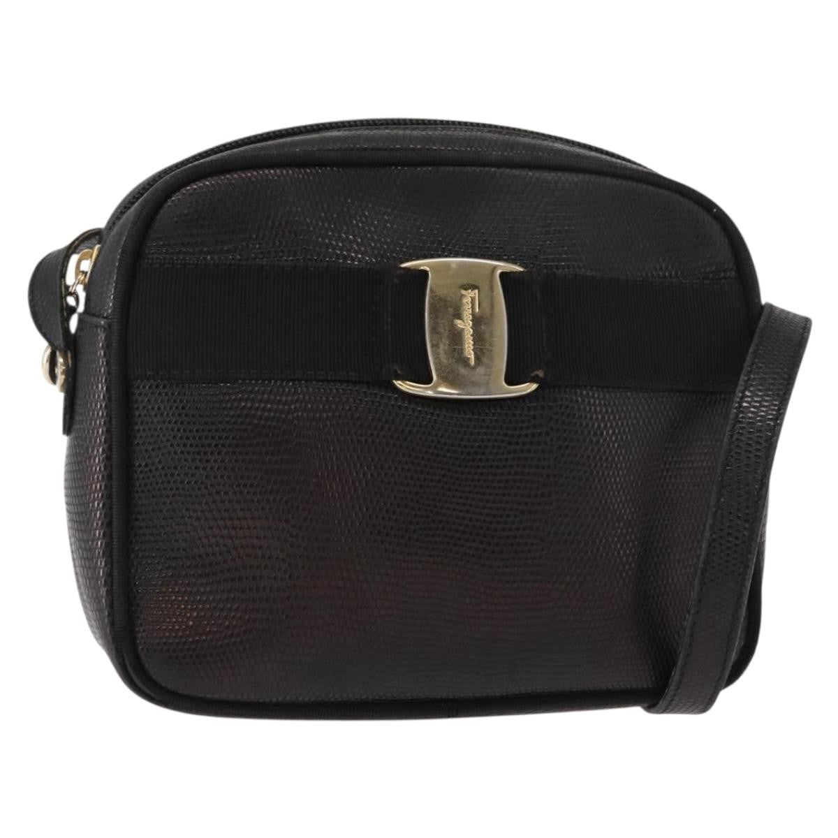 Salvatore Ferragamo Vala Leather Black Leather Shoulder Bag Bag (Pre-Owned)
