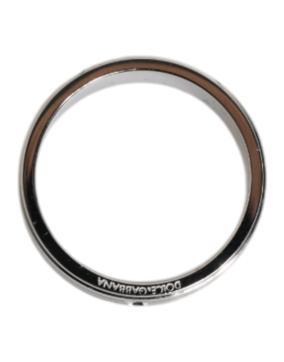Dolce & Gabbana Silver Tone Brass Clear Crystal DG Logo Men's Ring