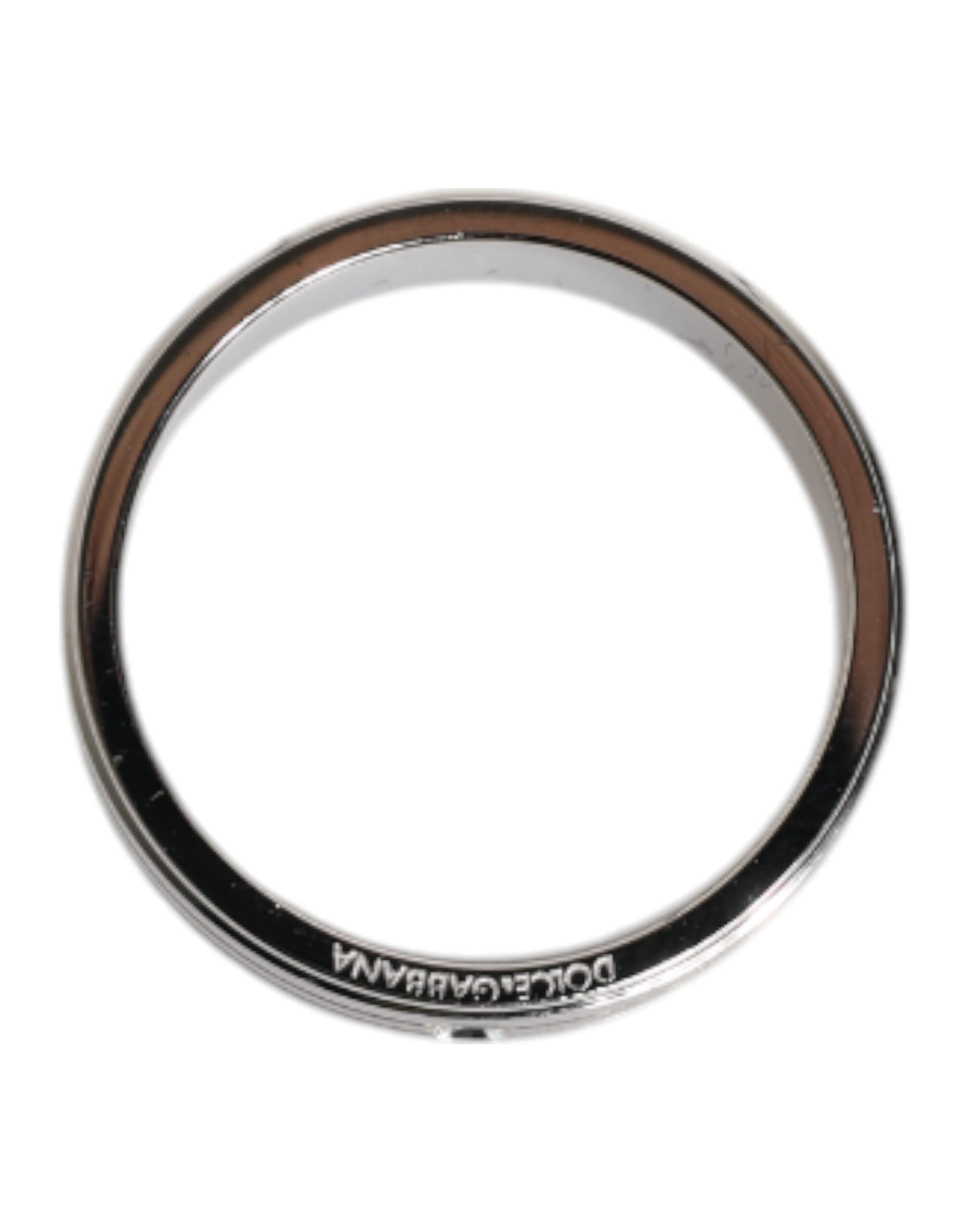 Dolce & Gabbana Silver Tone Brass Clear Crystal DG Logo Men's Ring