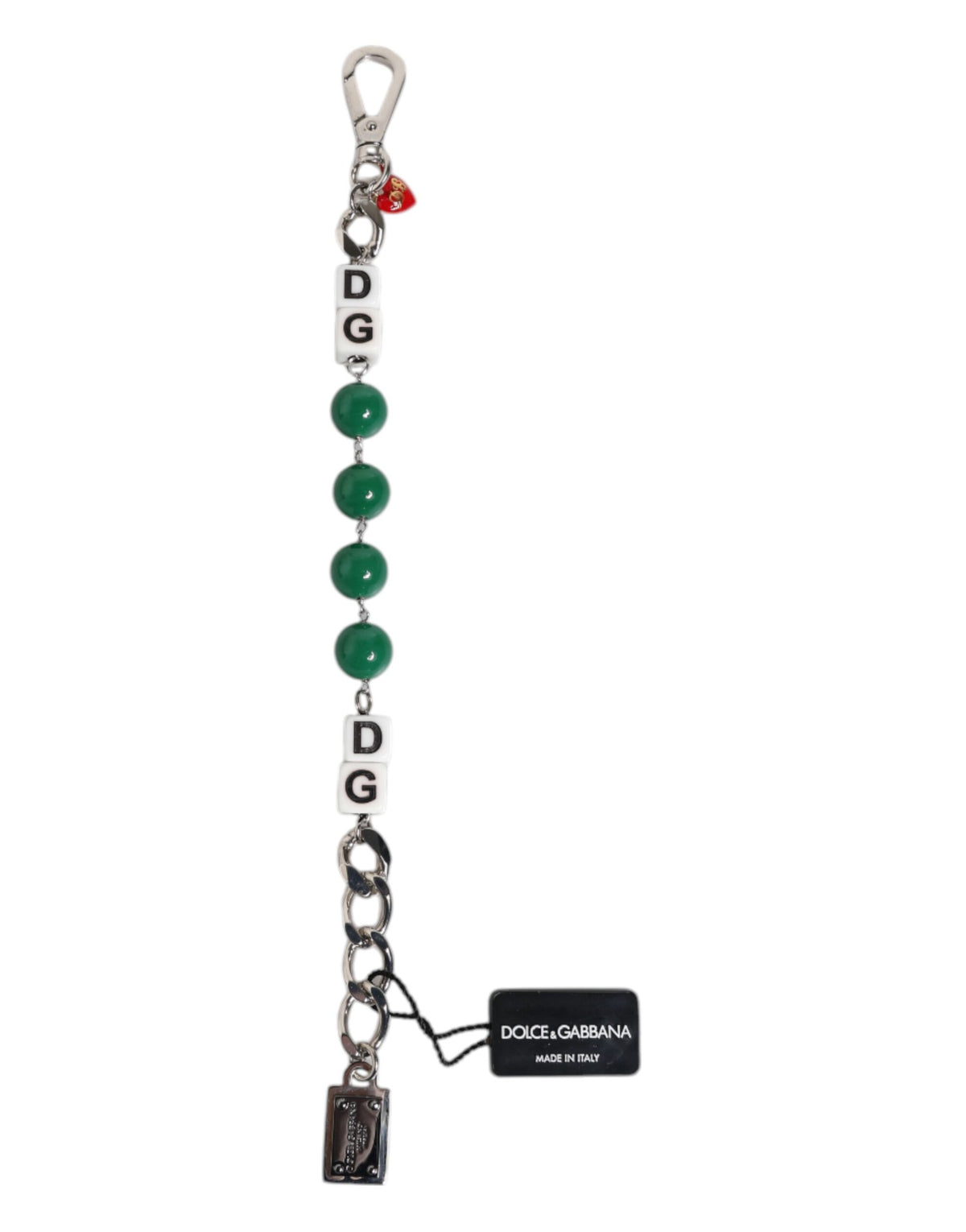 Dolce & Gabbana Silver Tone Brass Bead Dice Logo Embellish Charm Women's Bracelet