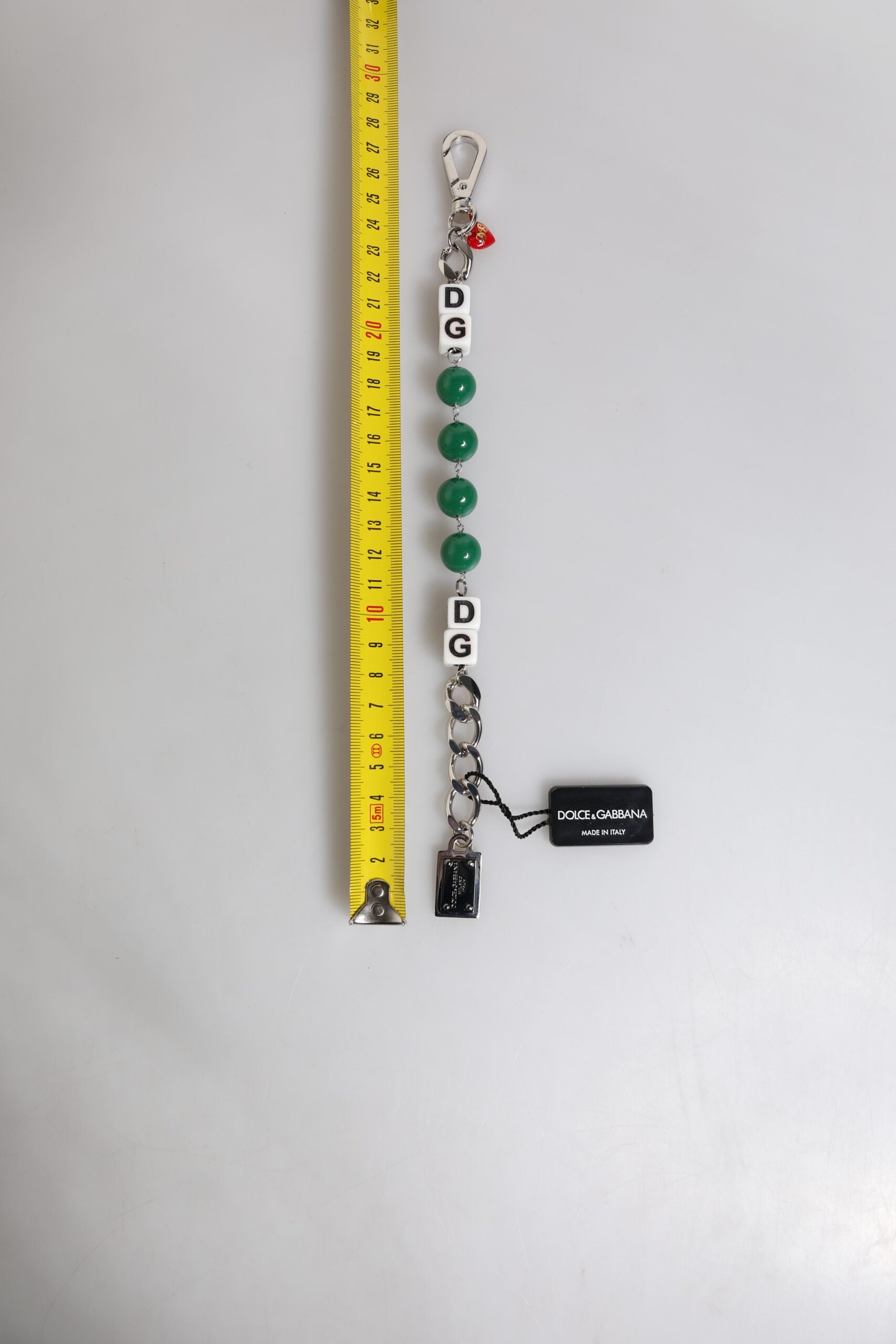 Dolce & Gabbana Silver Tone Brass Bead Dice Logo Embellish Charm Women's Bracelet