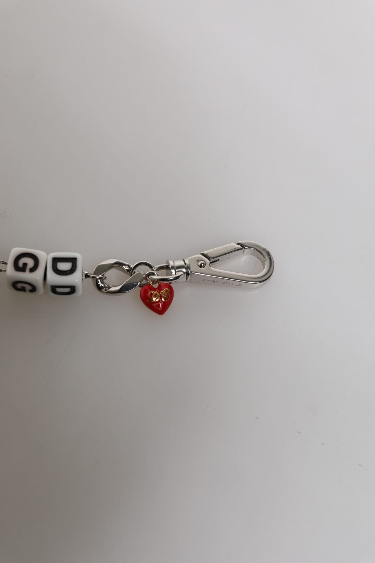 Dolce & Gabbana Silver Tone Brass Bead Dice Logo Embellish Charm Women's Bracelet