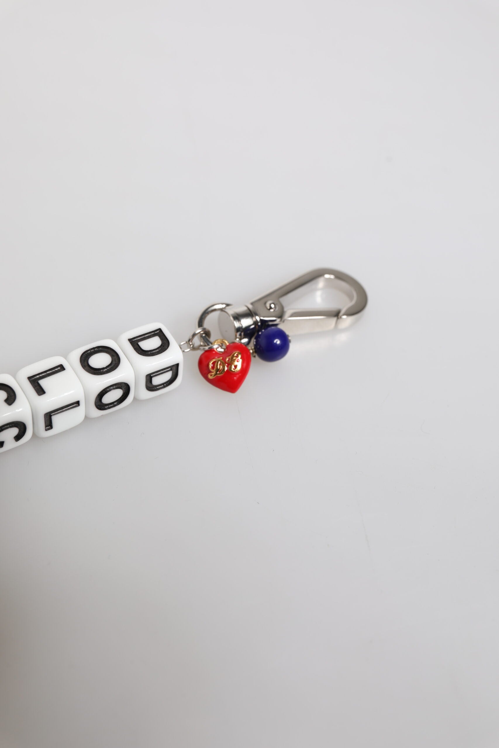 Dolce & Gabbana Silver Brass Chain Dice Logo Embellished Charm Women's Bracelet