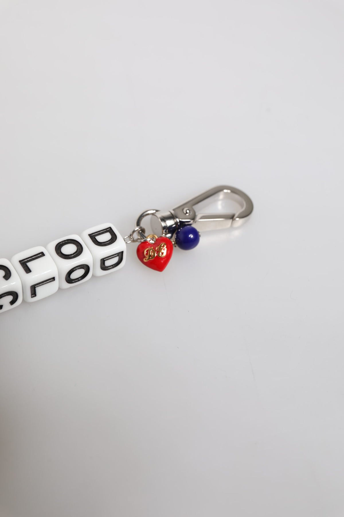 Dolce & Gabbana Silver Brass Chain Dice Logo Embellished Charm Women's Bracelet