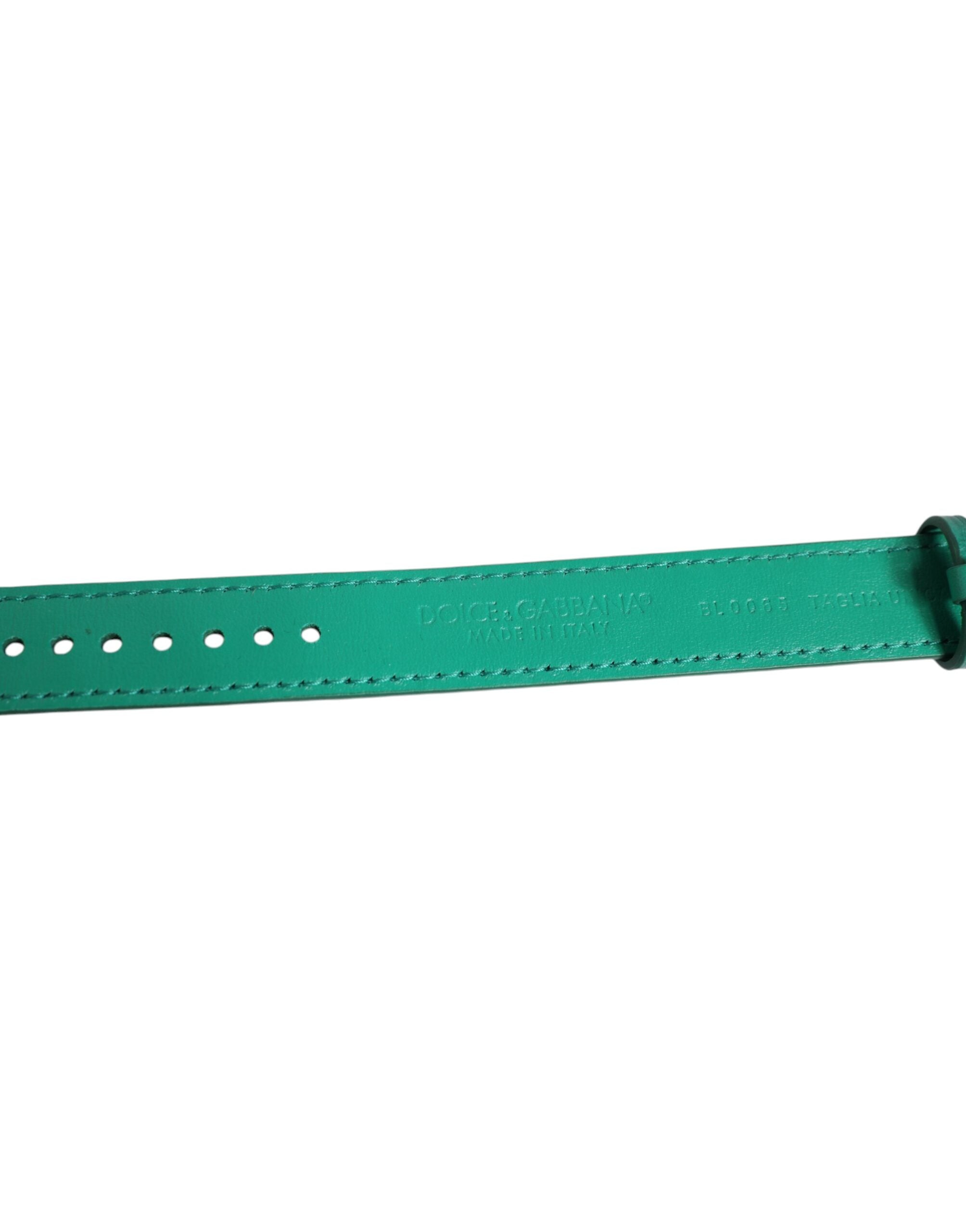 Dolce & Gabbana Green Exotic Leather Gold Tone Metal Buckle Women's Armband (Pre-Owned)