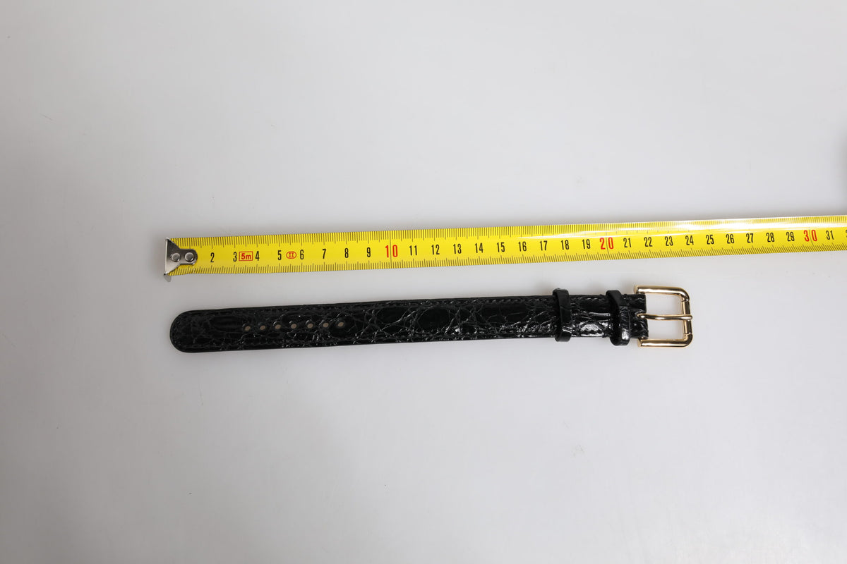 Dolce & Gabbana Black Exotic Leather Gold Tone Metal Buckle Women's Armband (Pre-Owned)