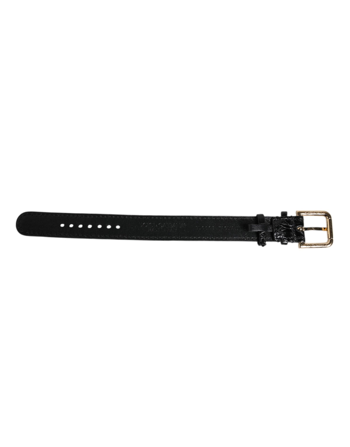 Dolce & Gabbana Black Exotic Leather Gold Tone Metal Buckle Women's Armband (Pre-Owned)