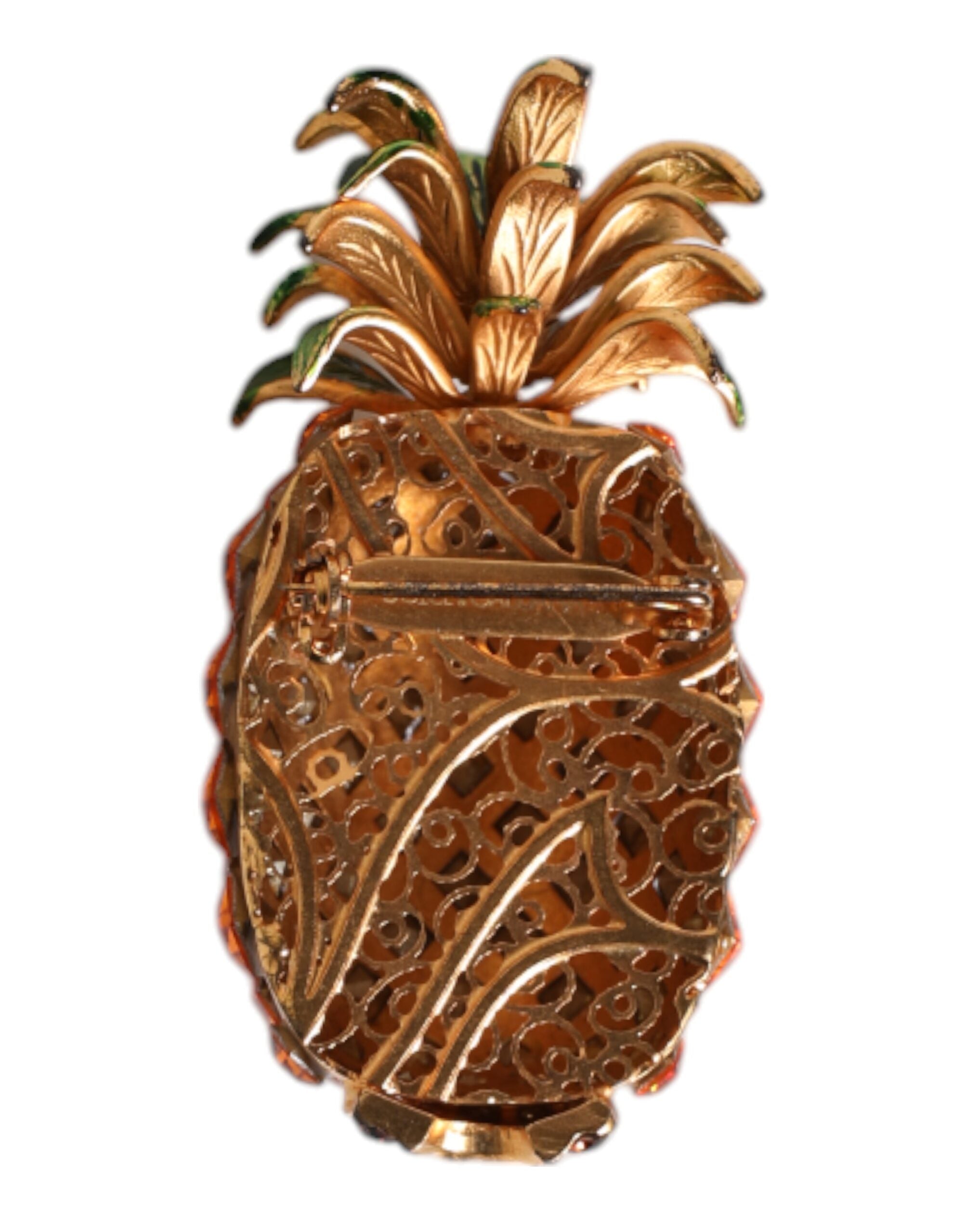 Dolce & Gabbana Gold Brass Women'seapple Crystal Jewelry Brooch Women's Pin