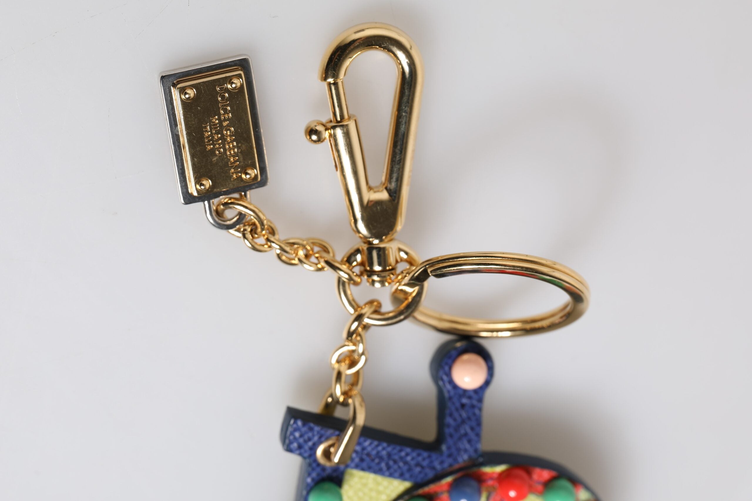 Dolce & Gabbana Multicolor Gold Tone Carretto Keychain Women's Keyring