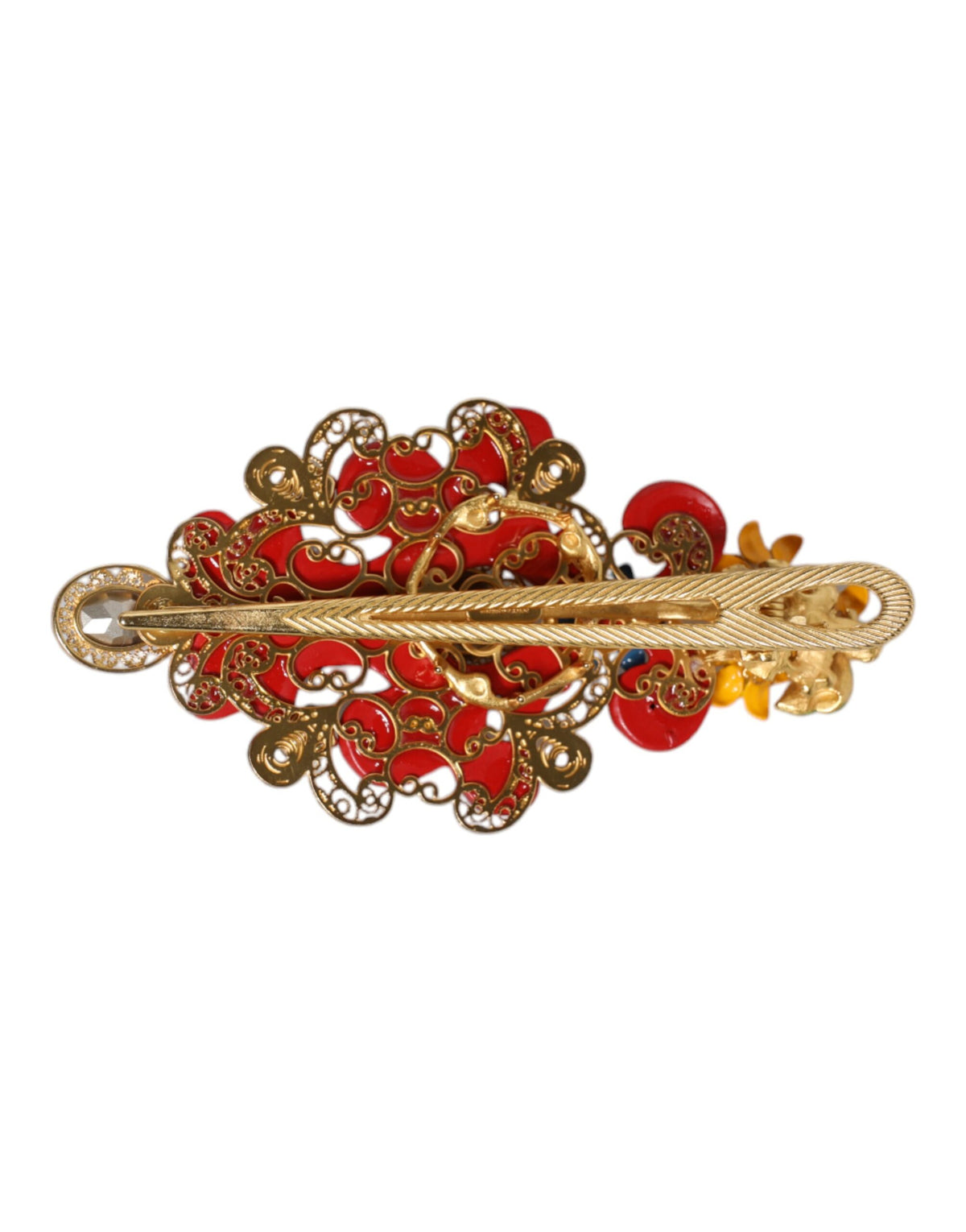 Dolce & Gabbana Multicolor Spring CARRETTO Gold Brass Crystal Hair Women's Clip
