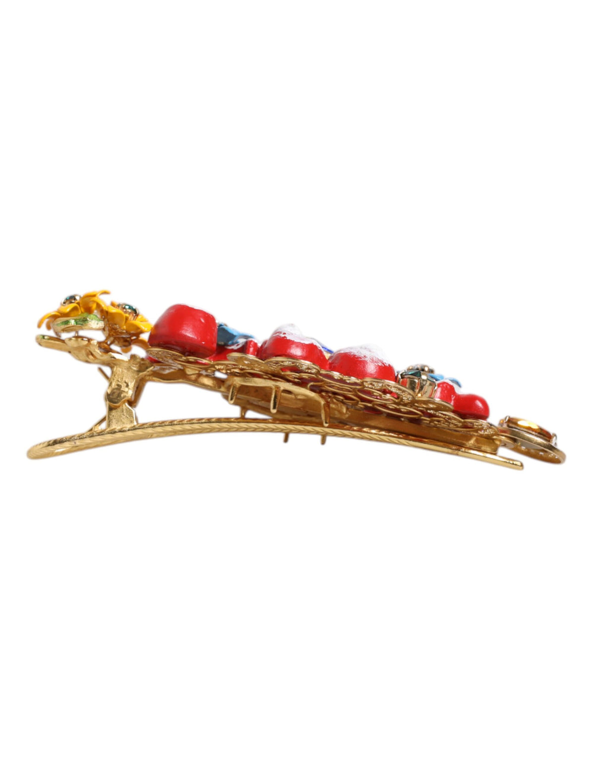 Dolce & Gabbana Multicolor Spring CARRETTO Gold Brass Crystal Hair Women's Clip