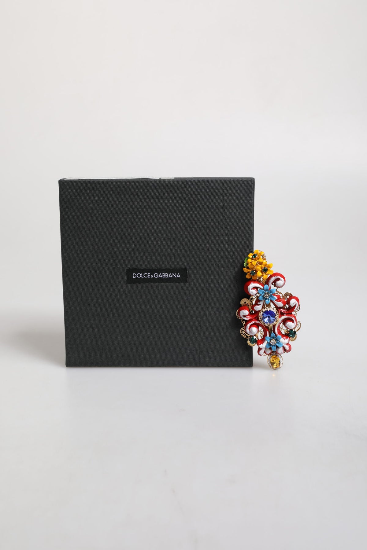 Dolce & Gabbana Multicolor Spring CARRETTO Gold Brass Crystal Hair Women's Clip