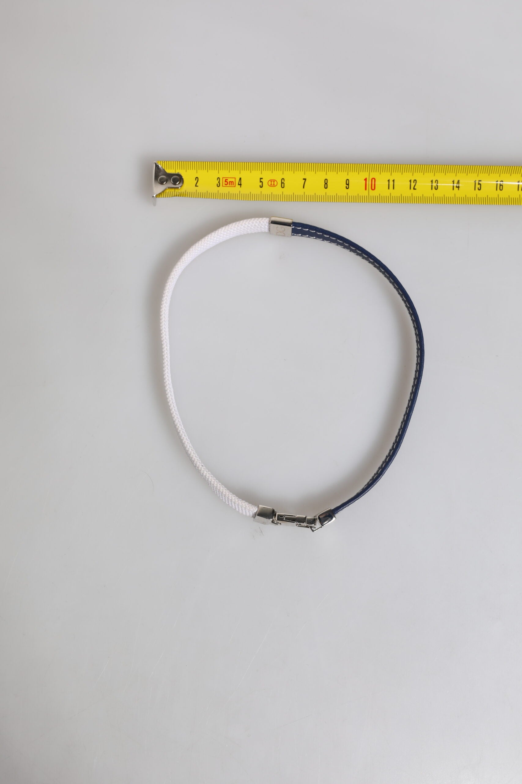 Dolce & Gabbana Blue White Leather Trimmed DG Engraved Silver Tone Clasp Women's Bracelet (Pre-Owned)