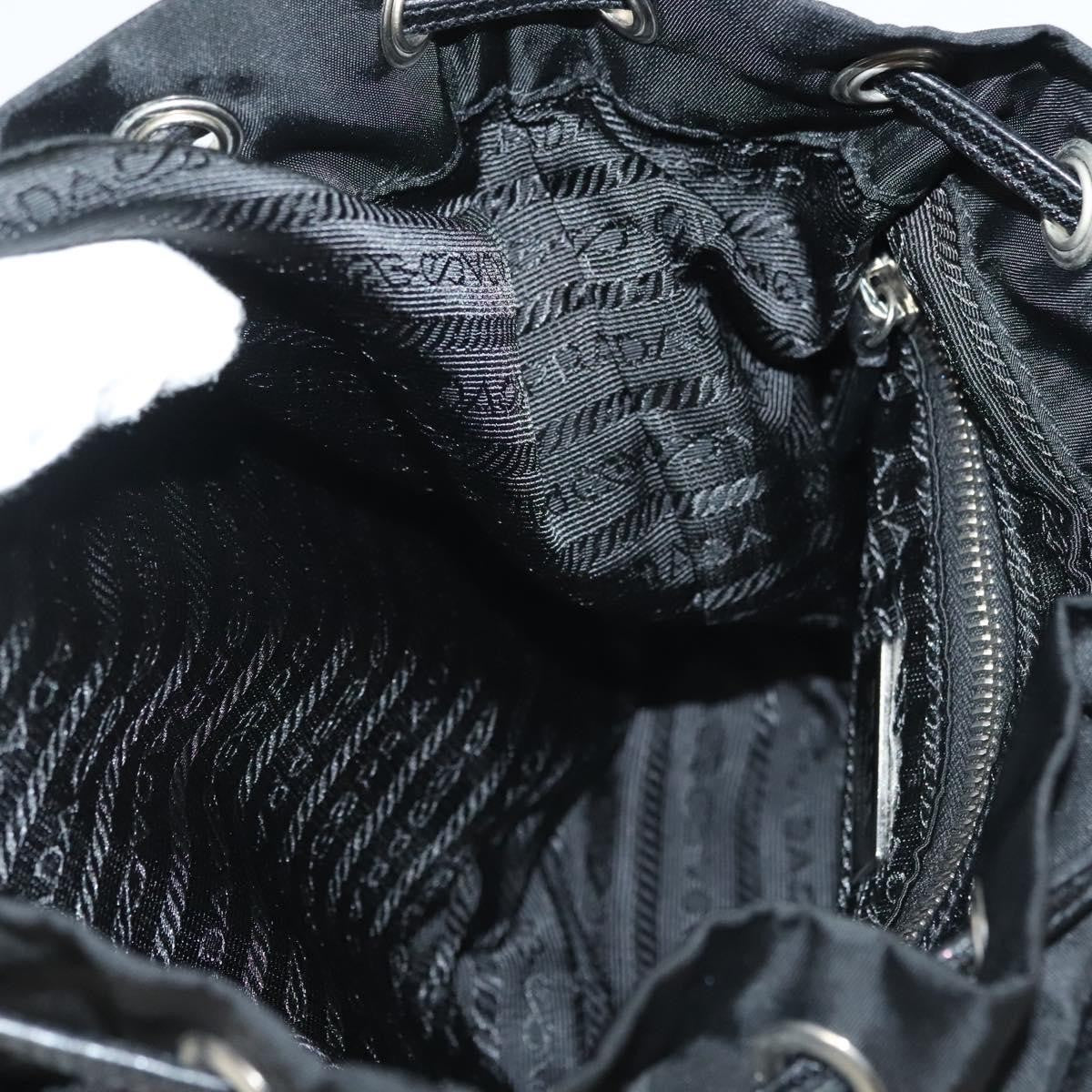 Prada Double Pocket Drawstring Tessuto Black Nylon Shoulder Bag Bag (Pre-Owned)