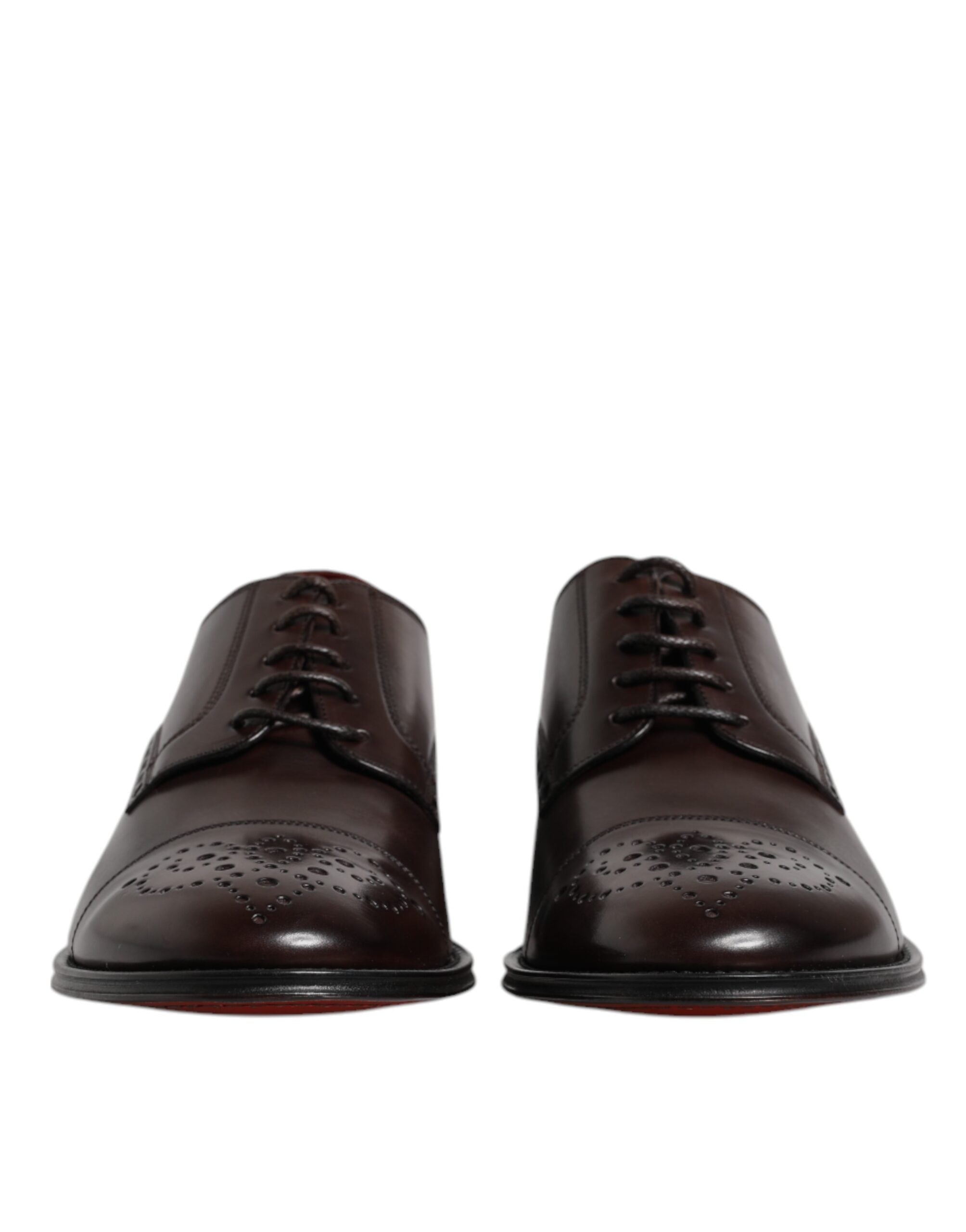 Dolce & Gabbana Maroon Calfskin Leather Derby Men Dress Men's Shoes (Pre-Owned)