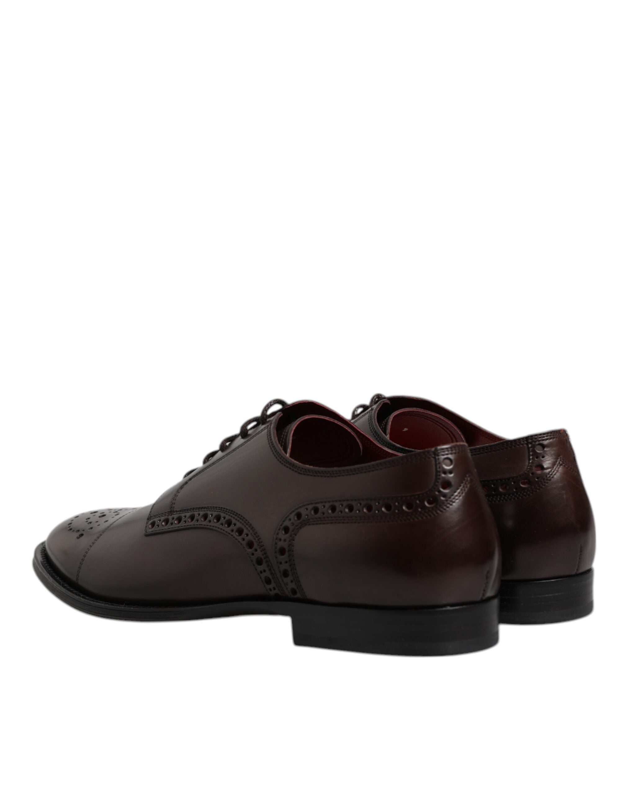 Dolce & Gabbana Maroon Calfskin Leather Derby Men Dress Men's Shoes (Pre-Owned)
