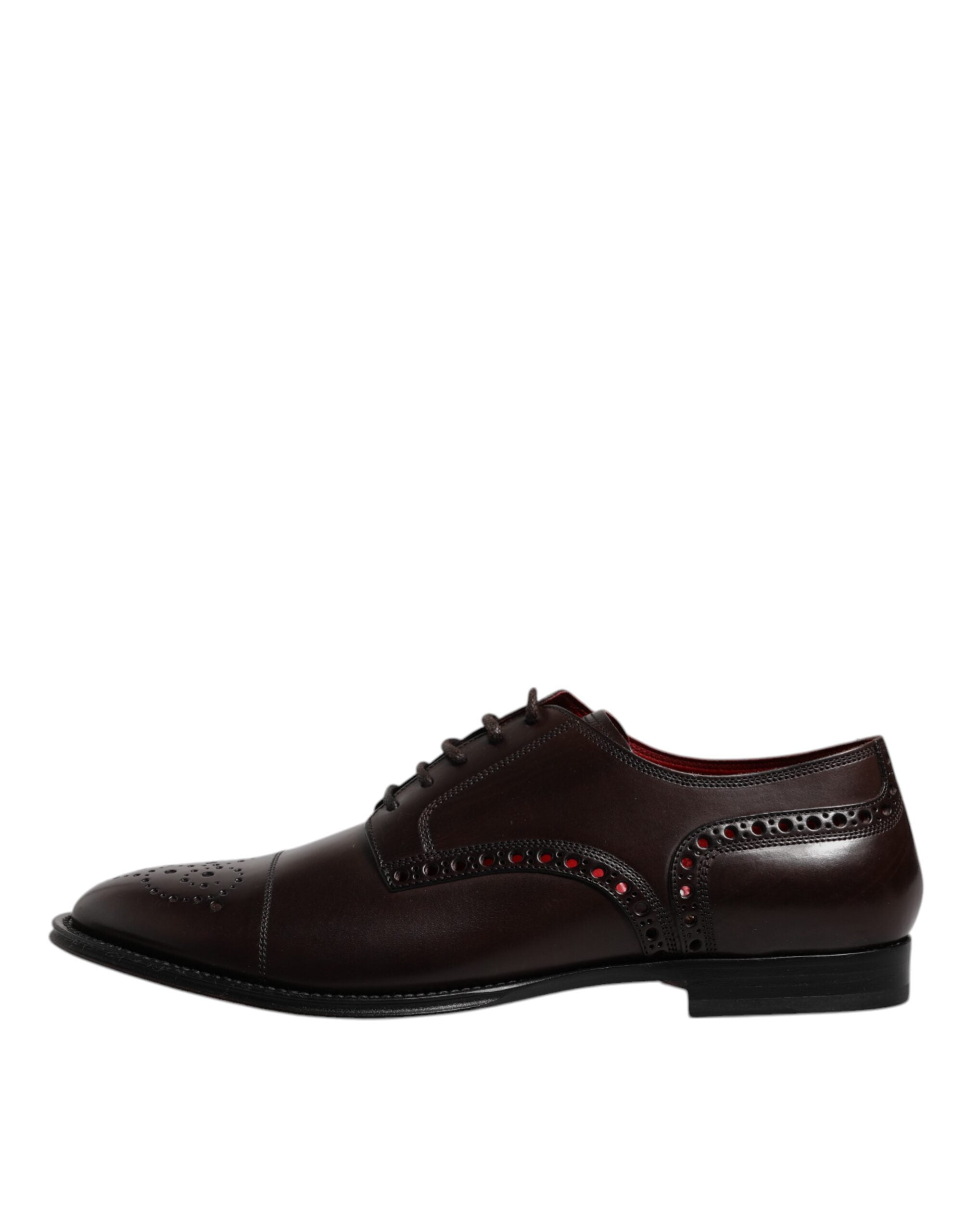 Dolce & Gabbana Maroon Calfskin Leather Derby Men Dress Men's Shoes (Pre-Owned)