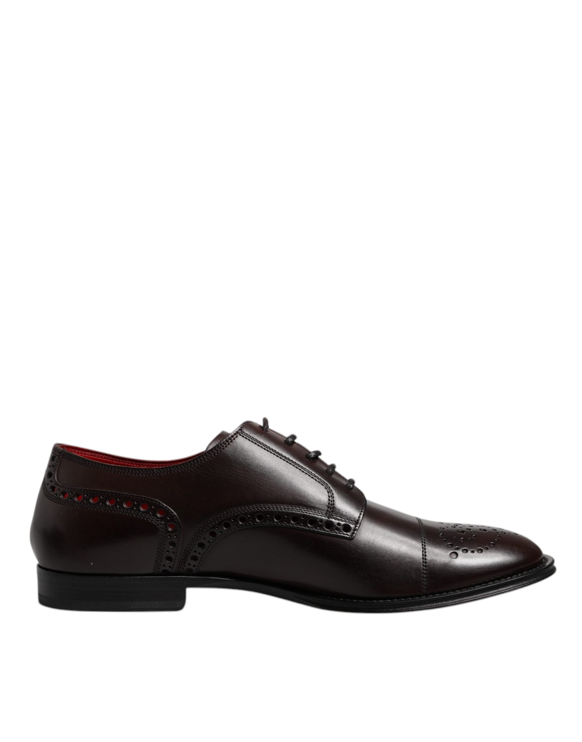 Dolce & Gabbana Maroon Calfskin Leather Derby Men Dress Men's Shoes (Pre-Owned)