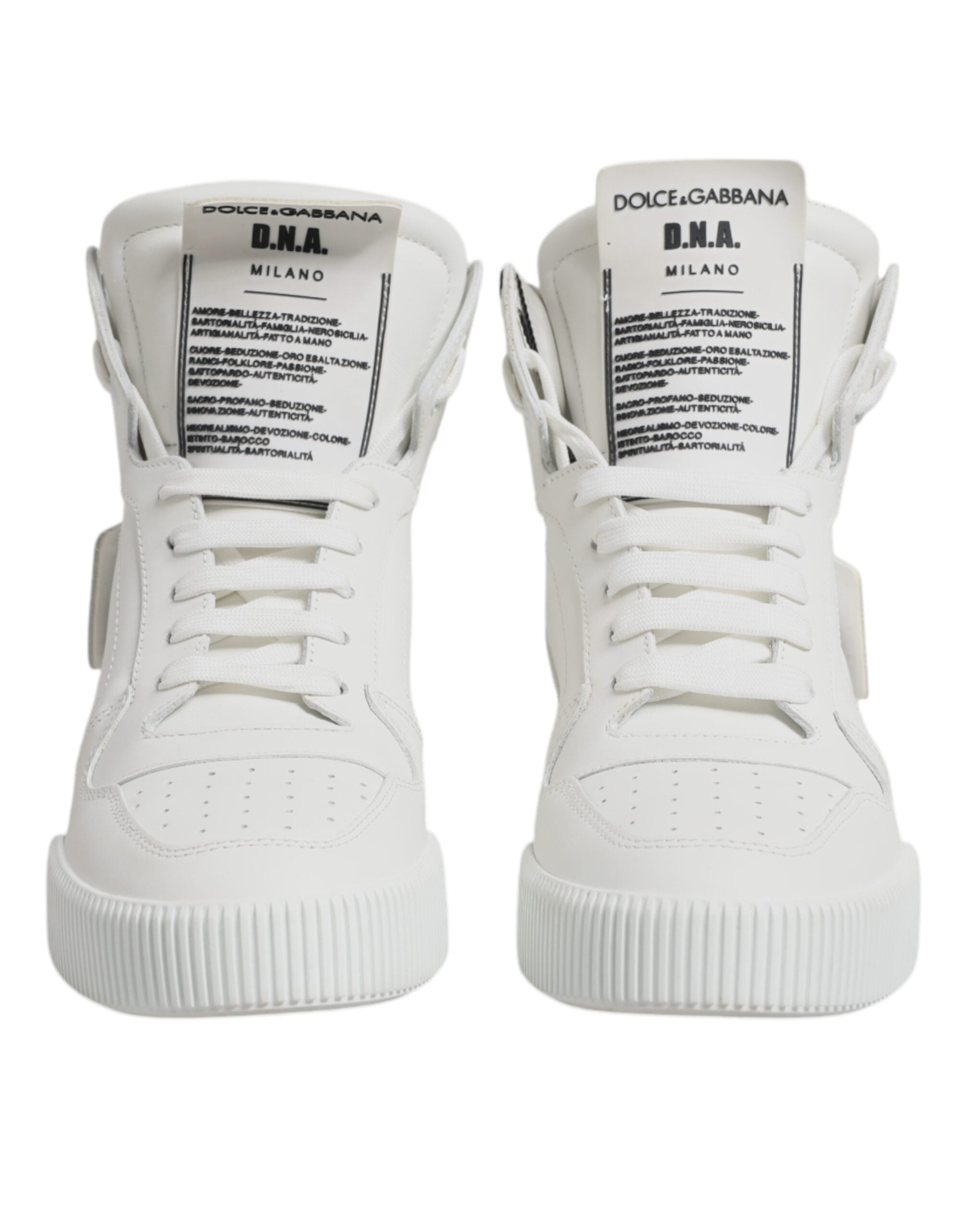 Dolce & Gabbana White Leather High Top Sneakers Men's Shoes