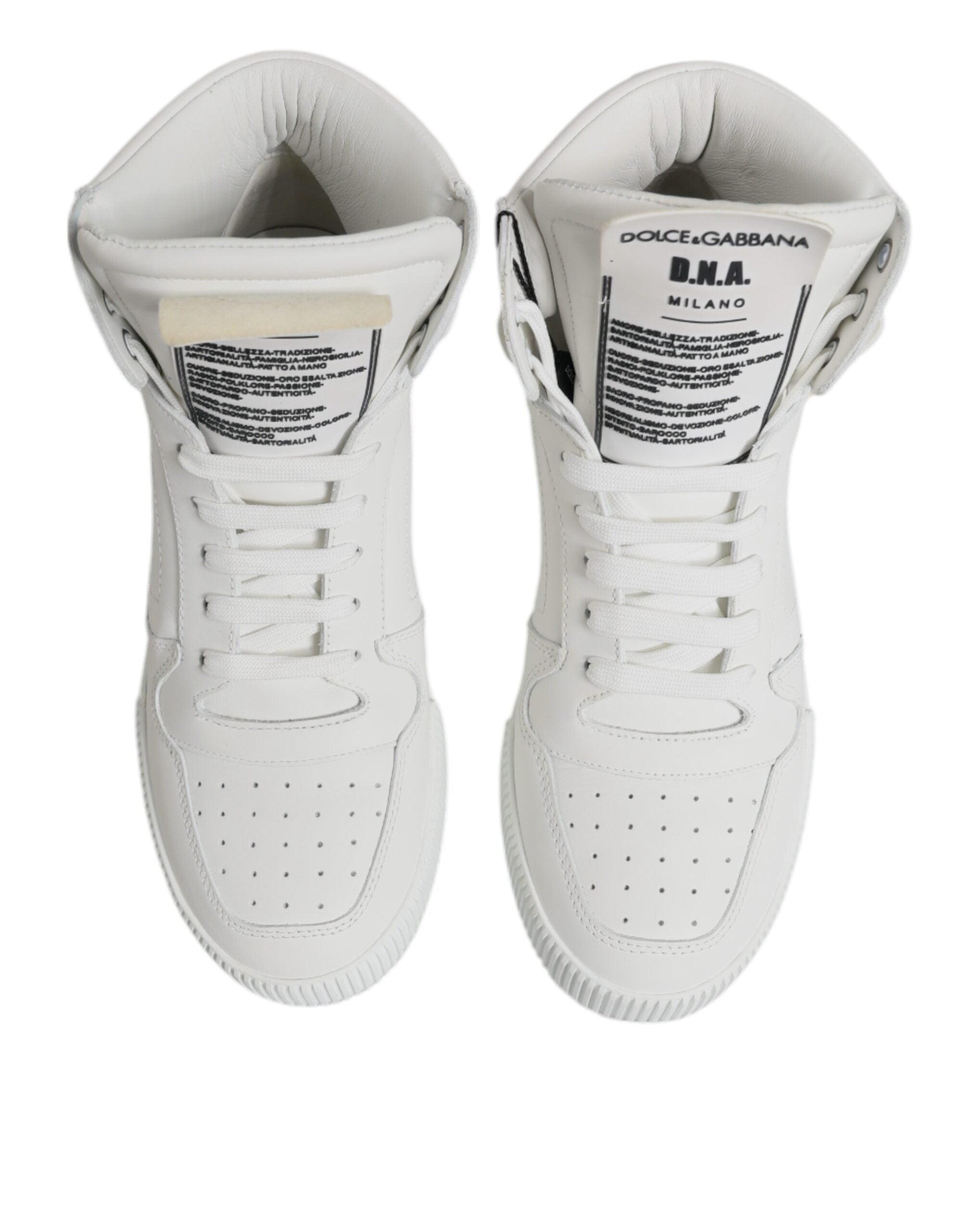 Dolce & Gabbana White Leather High Top Sneakers Men's Shoes