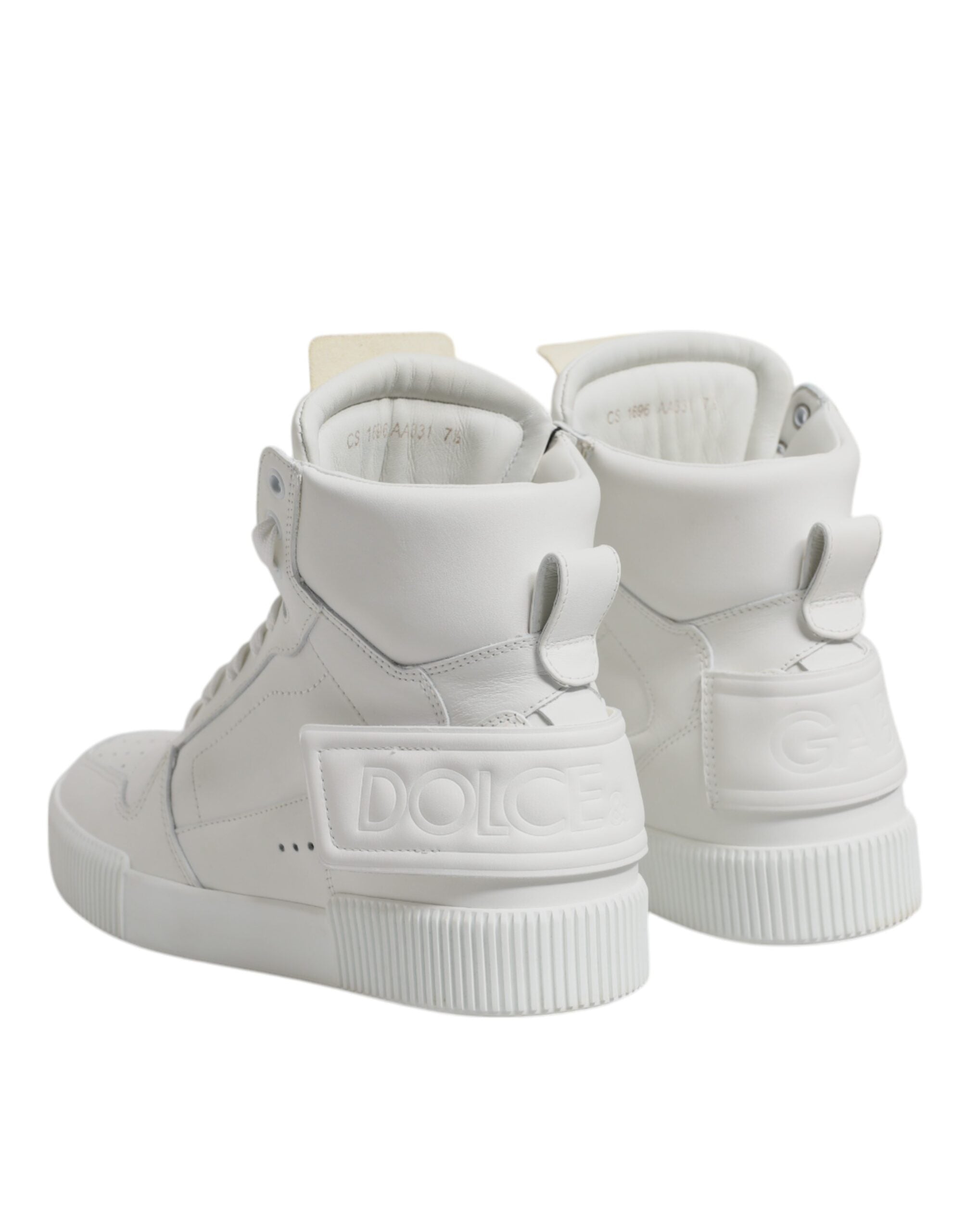Dolce & Gabbana White Leather High Top Sneakers Men's Shoes