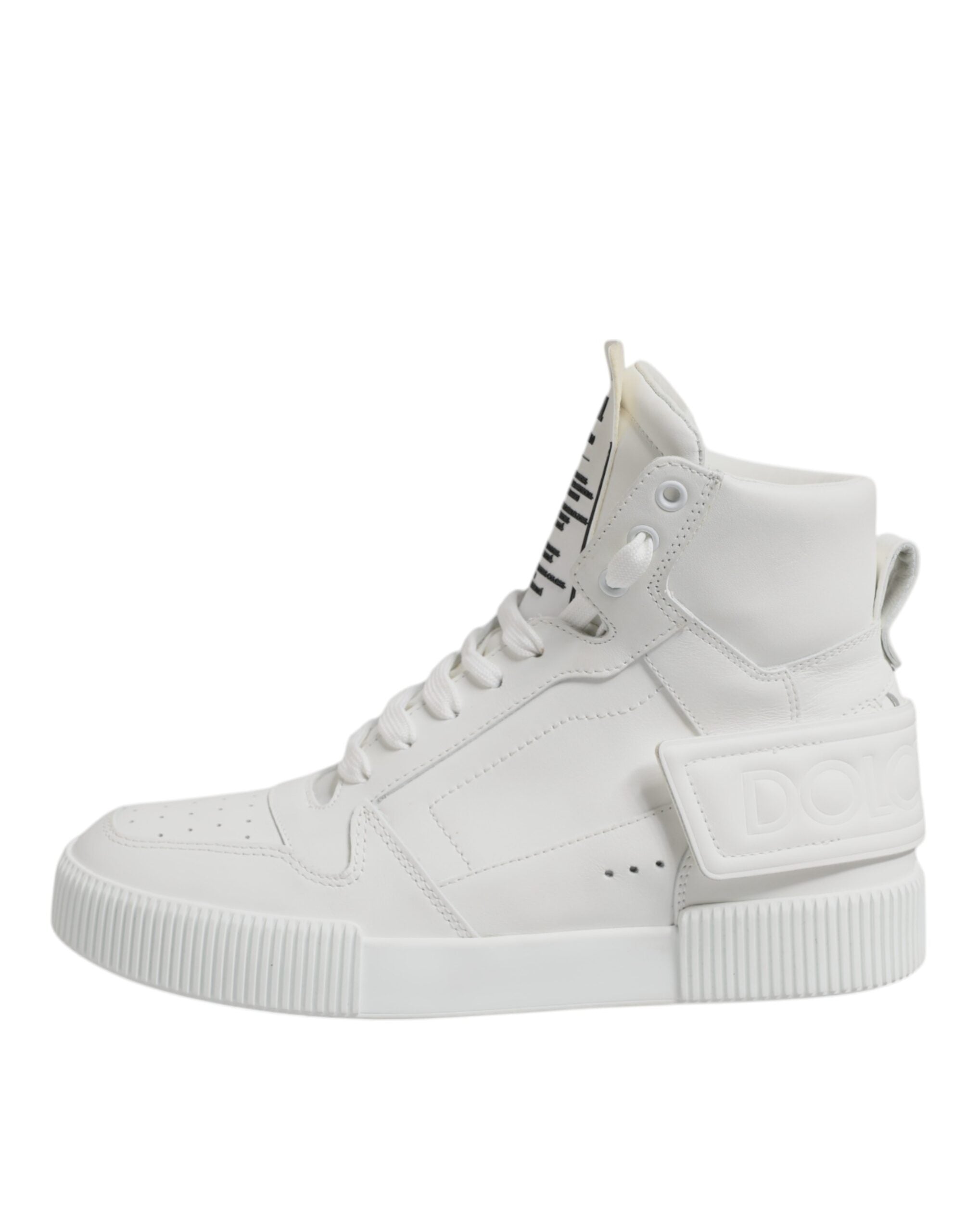 Dolce & Gabbana White Leather High Top Sneakers Men's Shoes