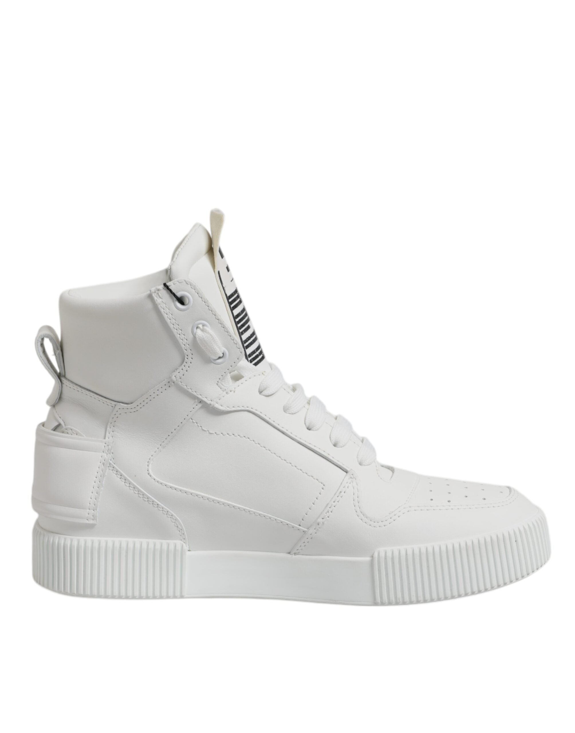 Dolce & Gabbana White Leather High Top Sneakers Men's Shoes