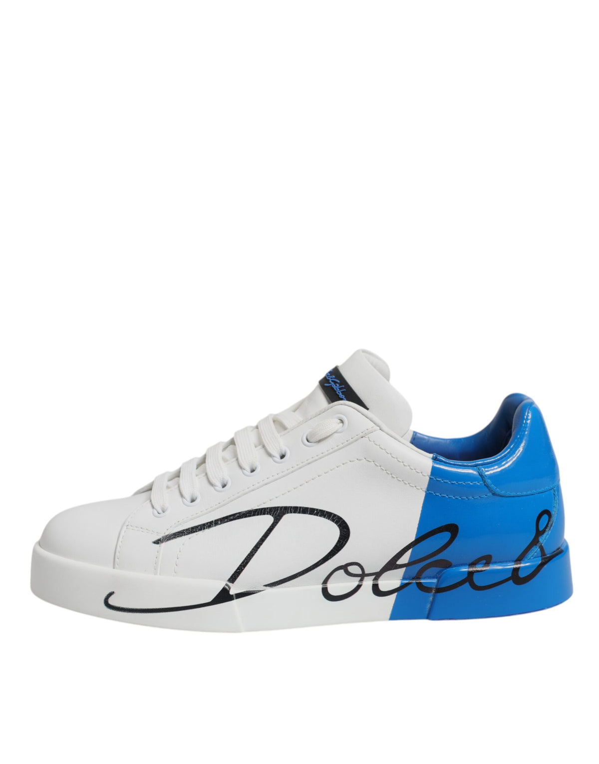 Dolce & Gabbana White Blue Leather Logo Low Top Sneakers Men's Shoes (Pre-Owned)