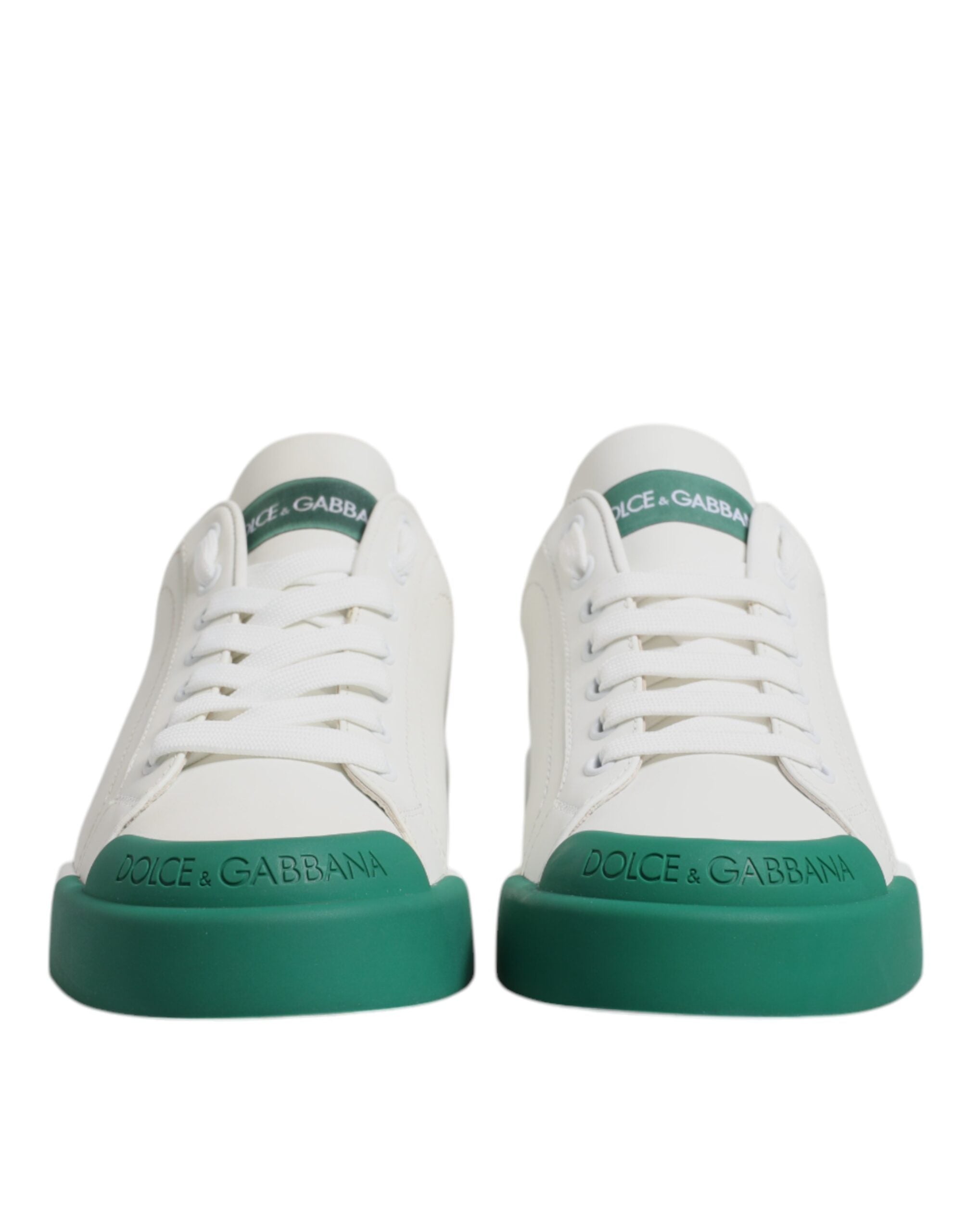 Dolce & Gabbana White Green Leather Low Top Men Sneakers Men's Shoes (Pre-Owned)