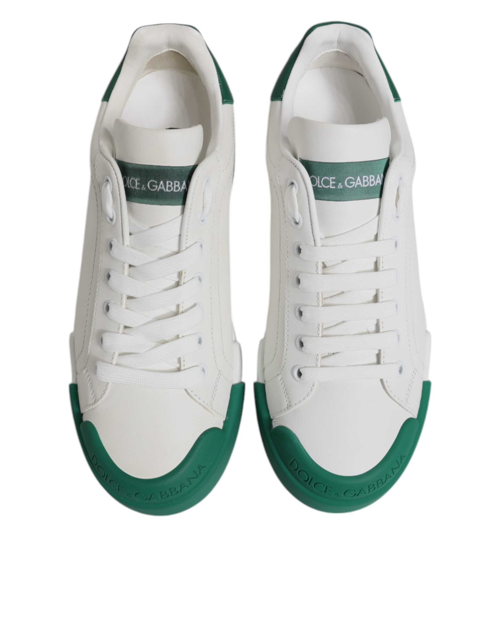 Dolce & Gabbana White Green Leather Low Top Men Sneakers Men's Shoes (Pre-Owned)
