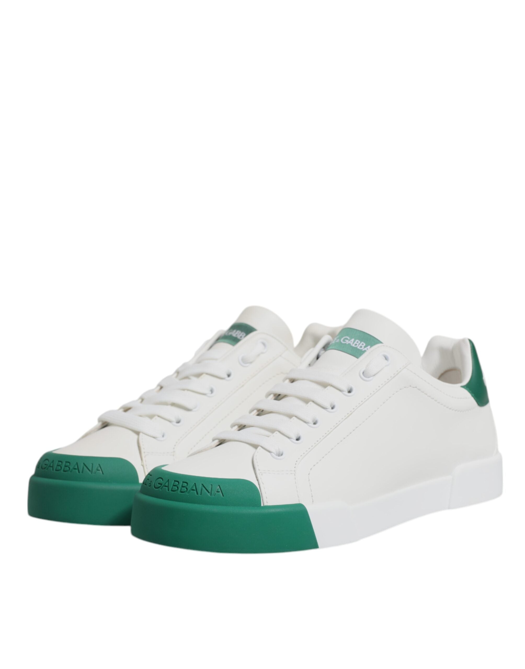 Dolce & Gabbana White Green Leather Low Top Men Sneakers Men's Shoes (Pre-Owned)