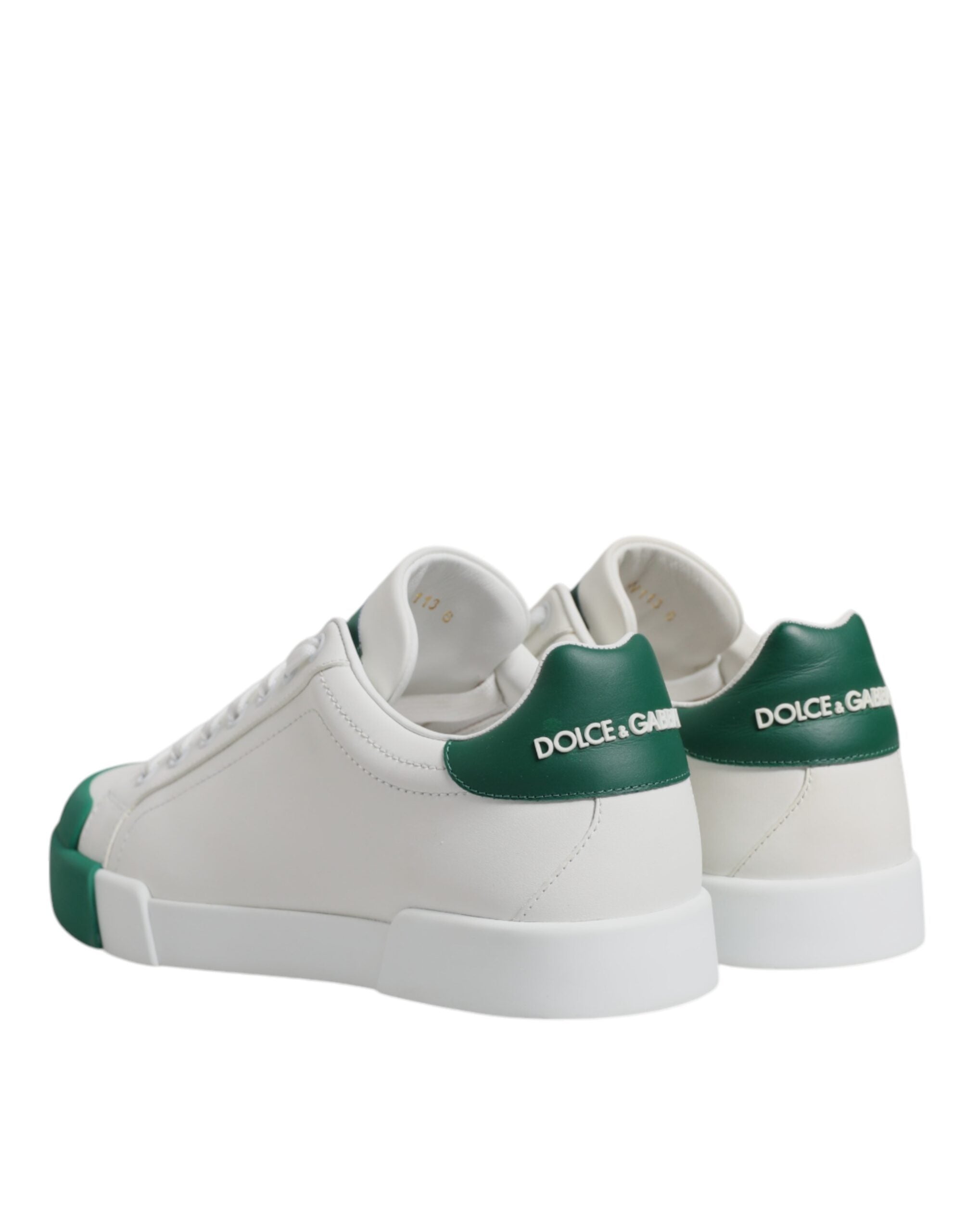 Dolce & Gabbana White Green Leather Low Top Men Sneakers Men's Shoes (Pre-Owned)