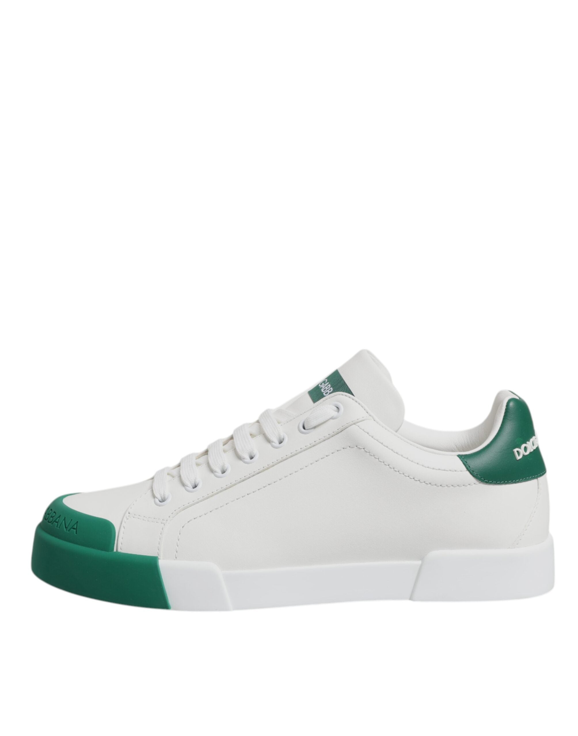 Dolce & Gabbana White Green Leather Low Top Men Sneakers Men's Shoes (Pre-Owned)